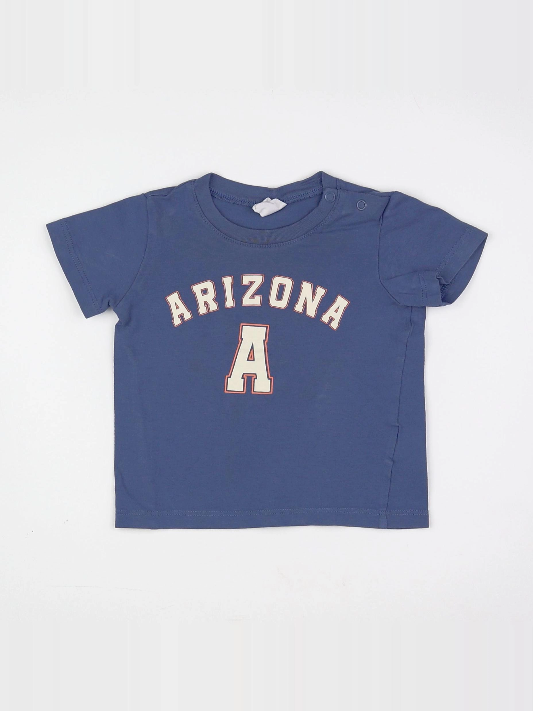 H&M - tee-shirt bleu, blanc - 9 mois