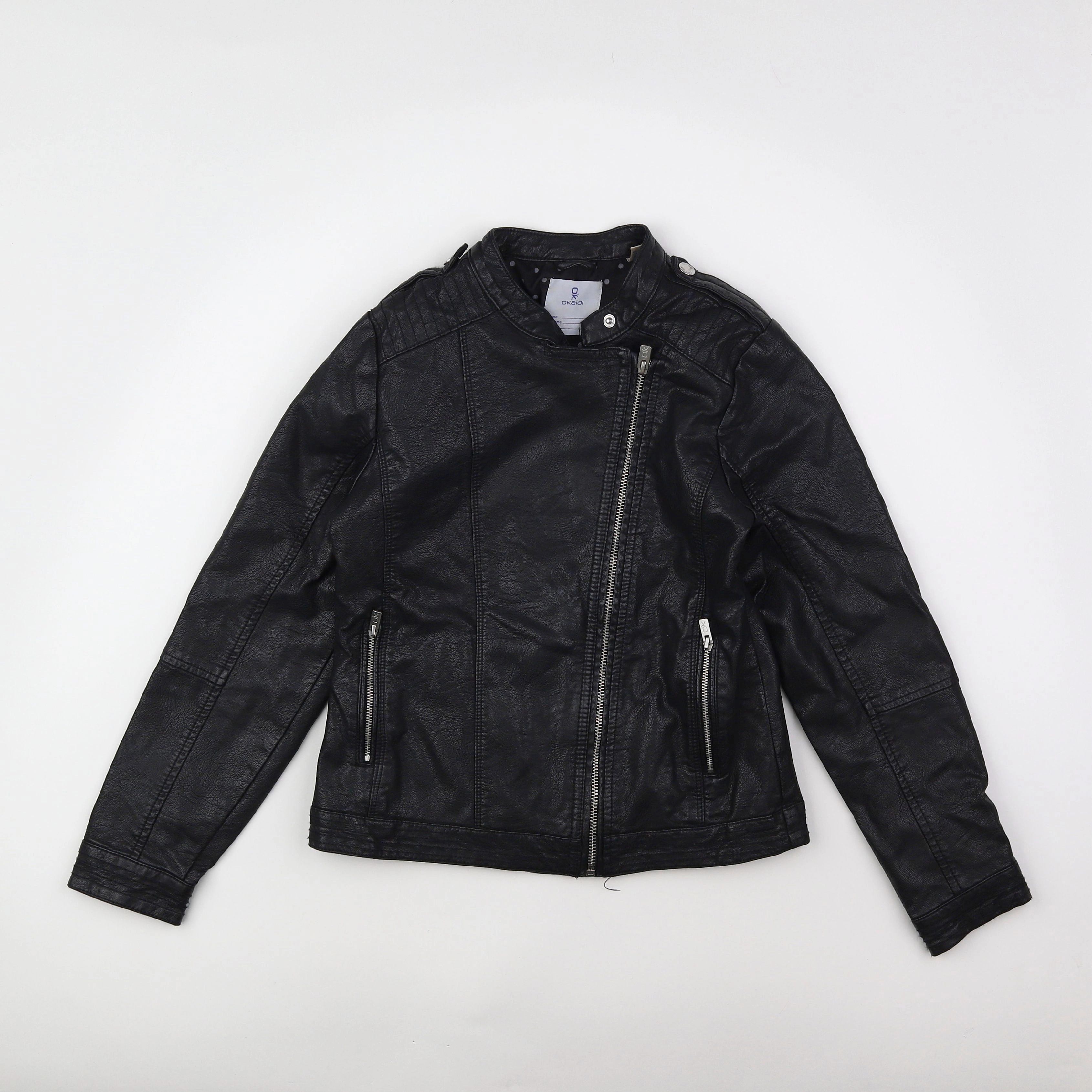 Okaidi - veste simili cuir noir - 10 ans