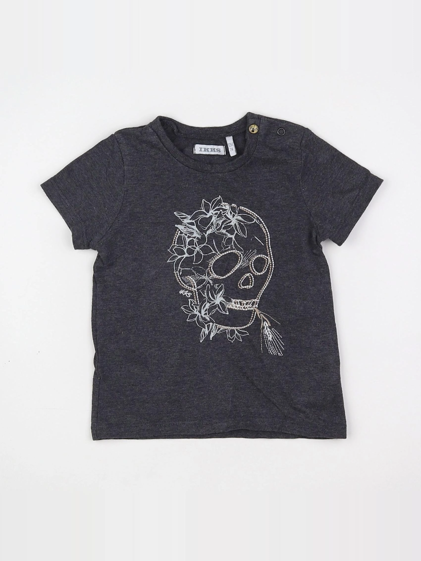 IKKS - tee-shirt gris, blanc - 12 mois