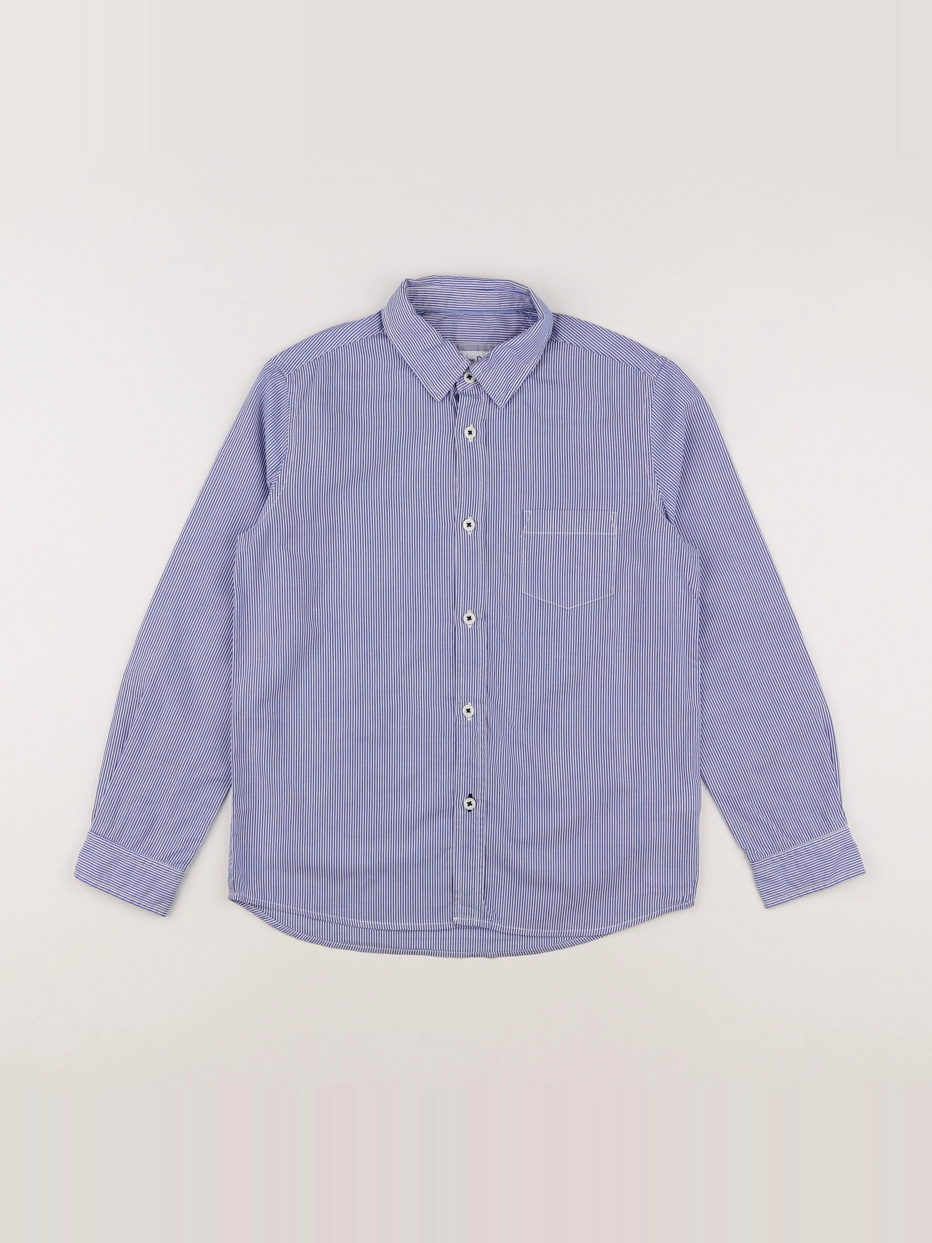 Massimo Dutti - chemise blanc, bleu - 7/8 ans