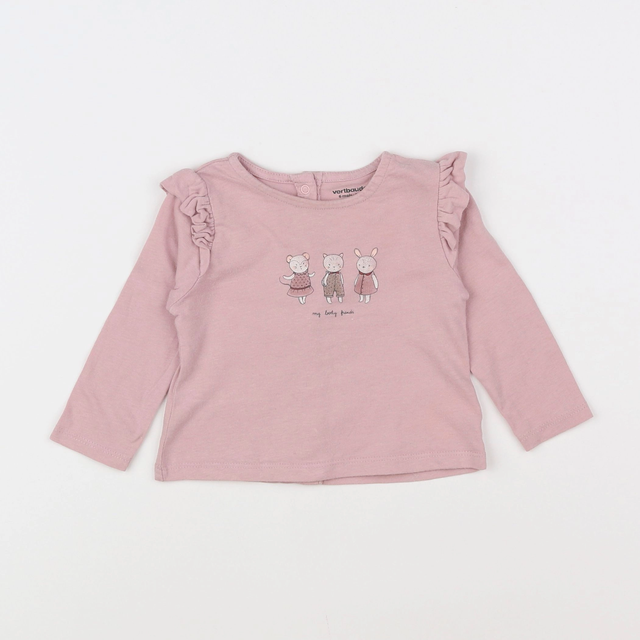 Vertbaudet - tee-shirt rose - 6 mois
