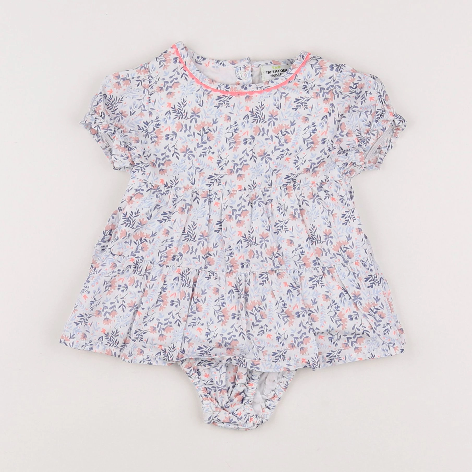 Tape à l'oeil - robe bleu, rose - 3 mois