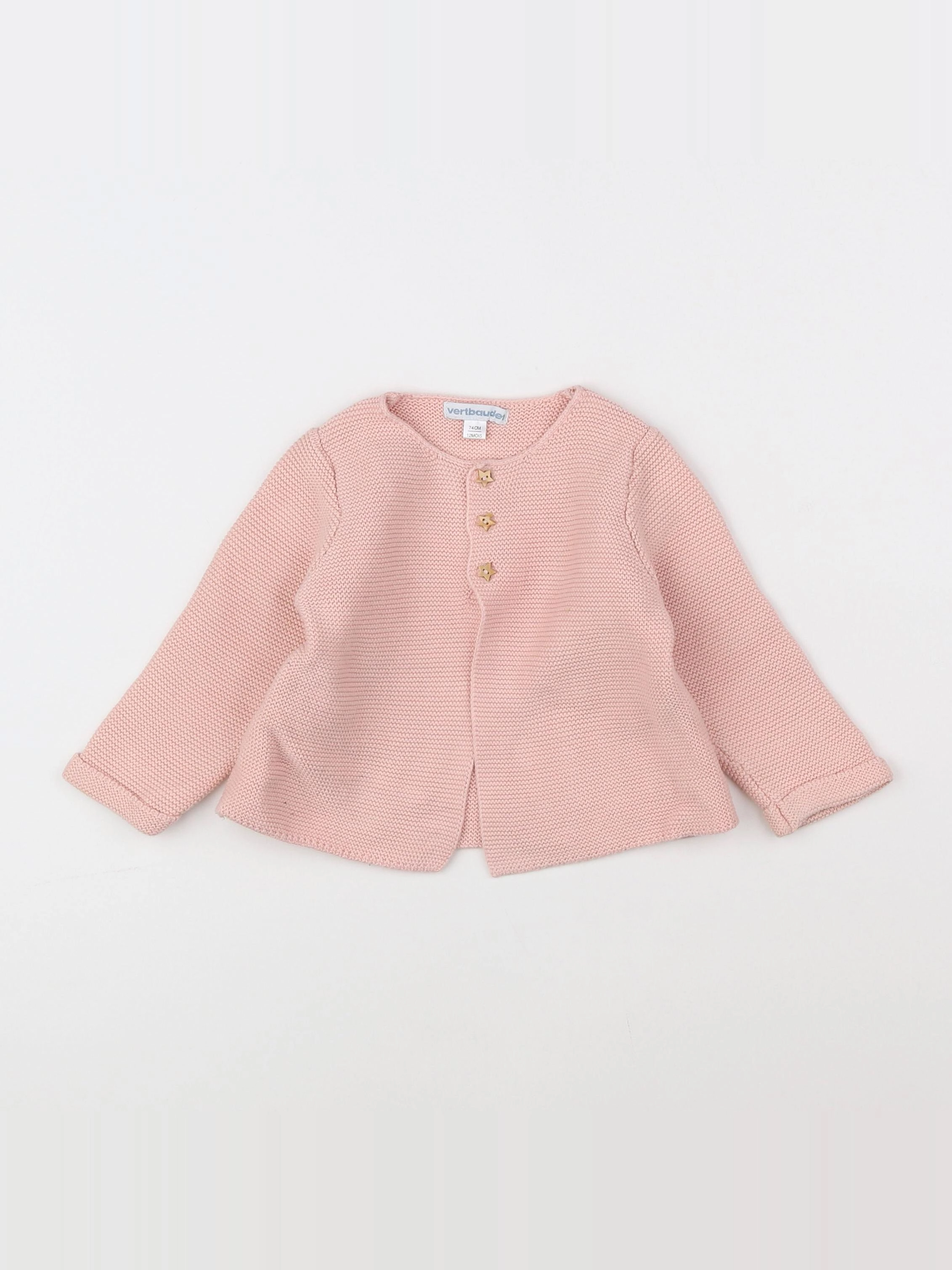 Vertbaudet - gilet rose - 12 mois