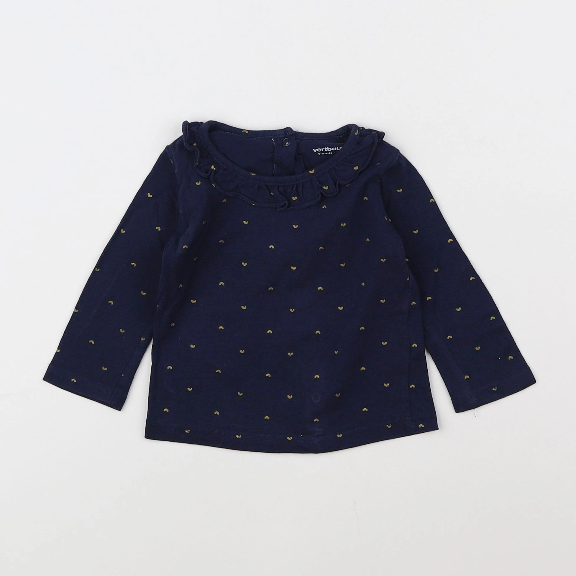 Vertbaudet - tee-shirt bleu, or - 9 mois