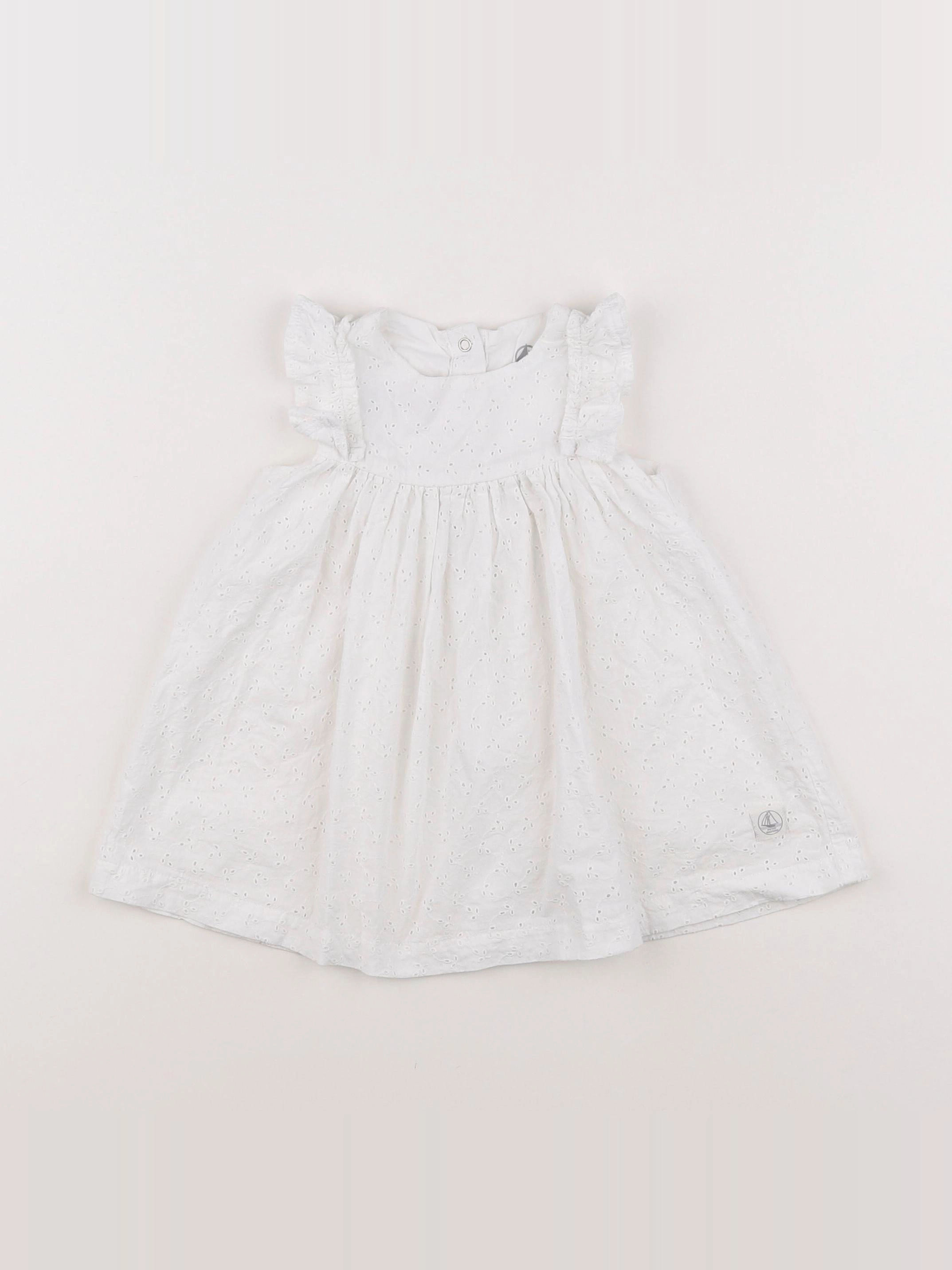 Petit Bateau - robe blanc - 12 mois