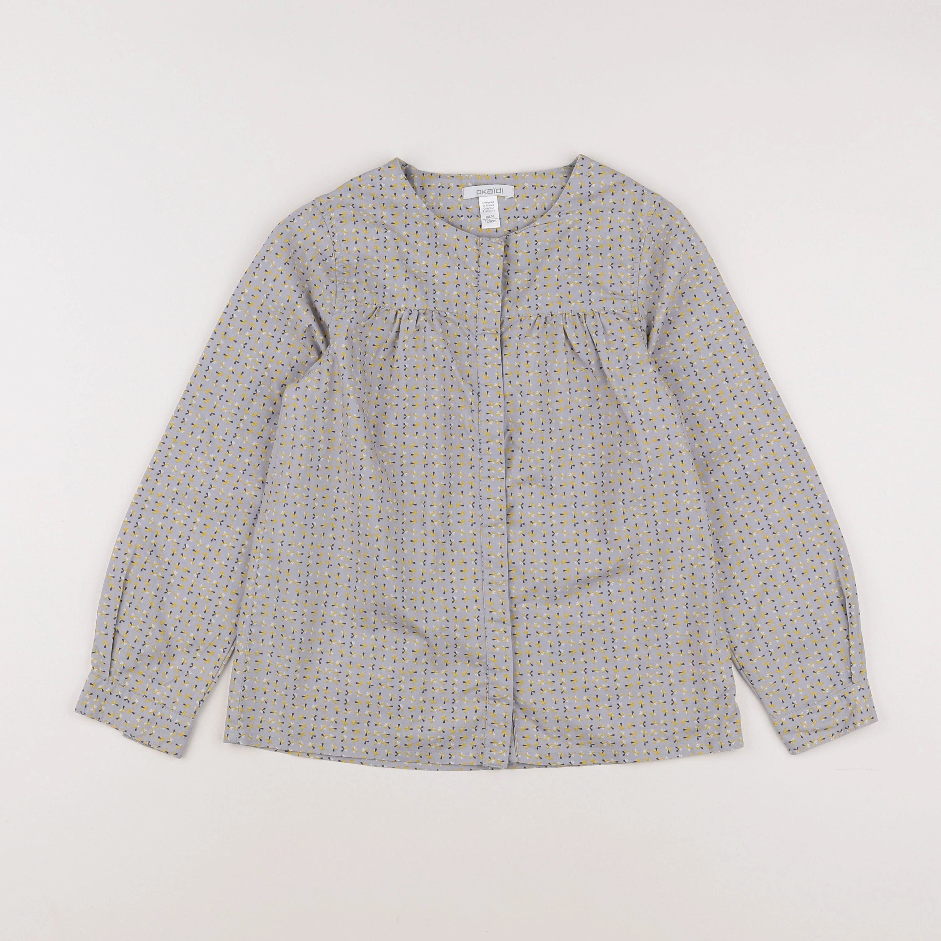 Okaidi - blouse gris, jaune - 8 ans