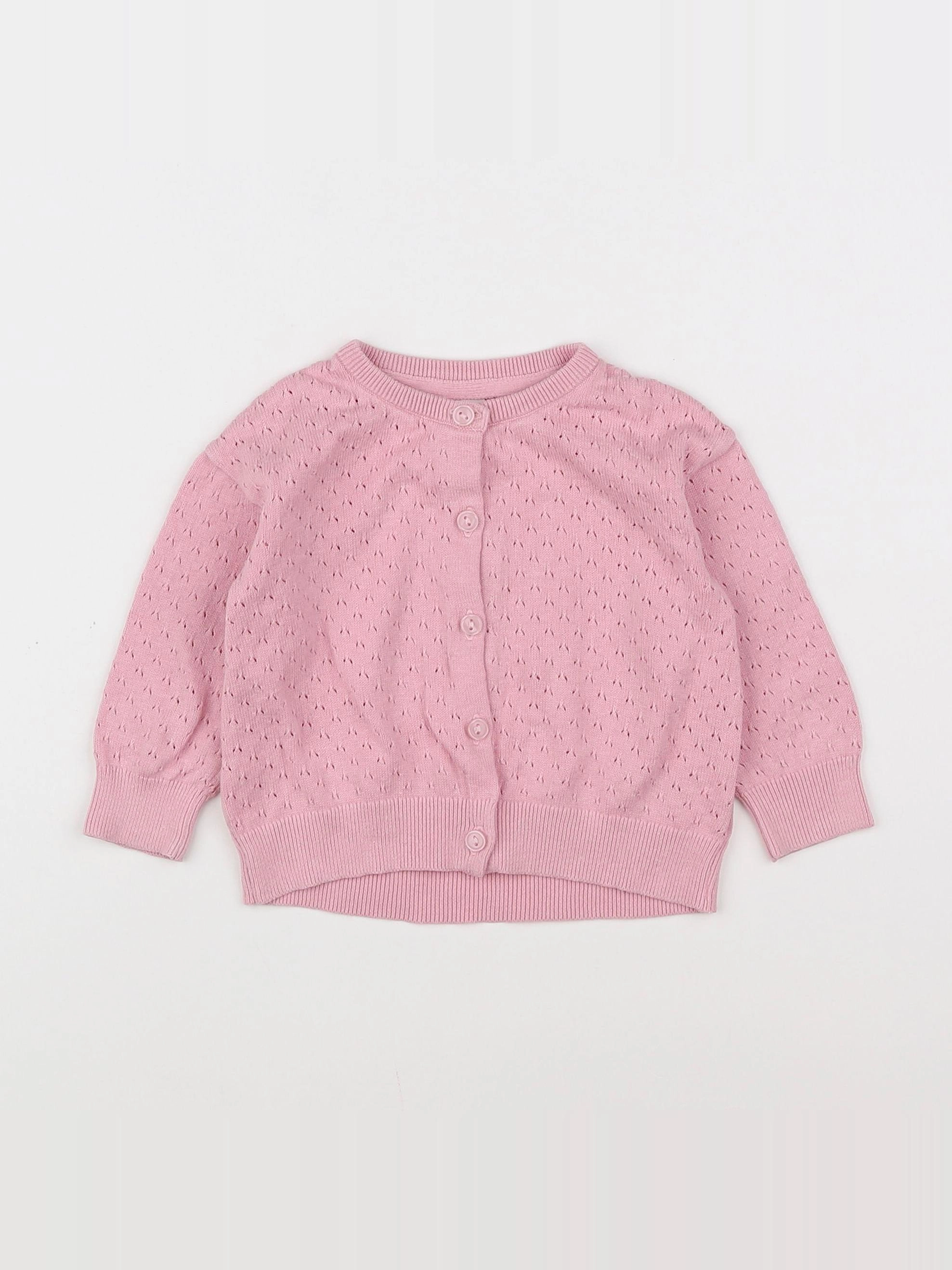 H&M - gilet rose - 6/9 mois