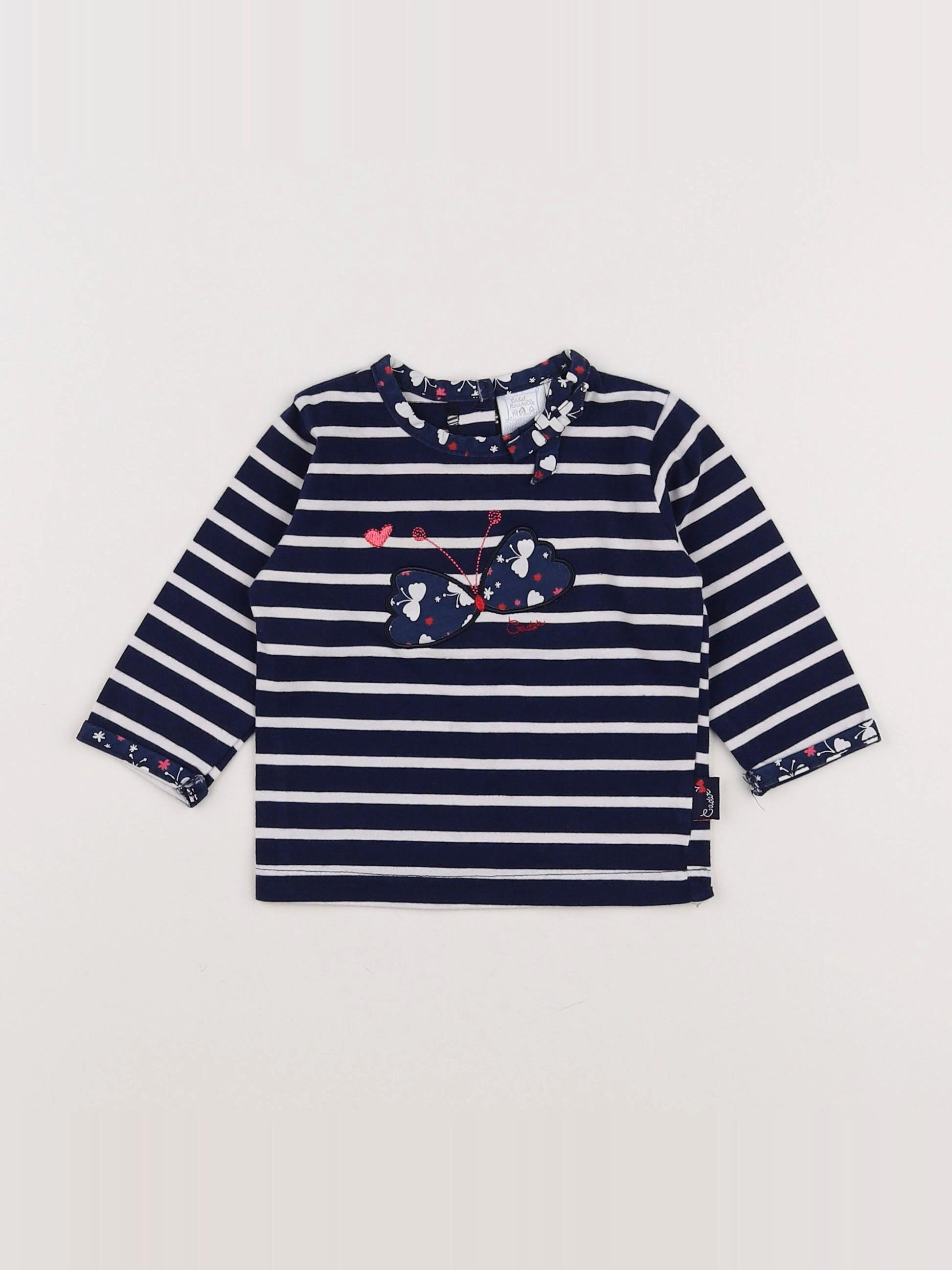 Cadet Rousselle - tee-shirt bleu, blanc - 3 mois