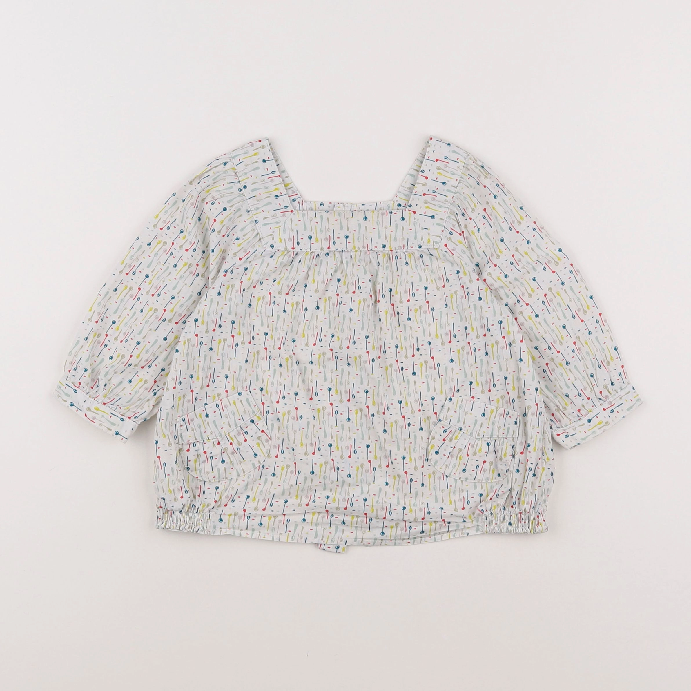 Vertbaudet - blouse blanc, bleu - 18 mois