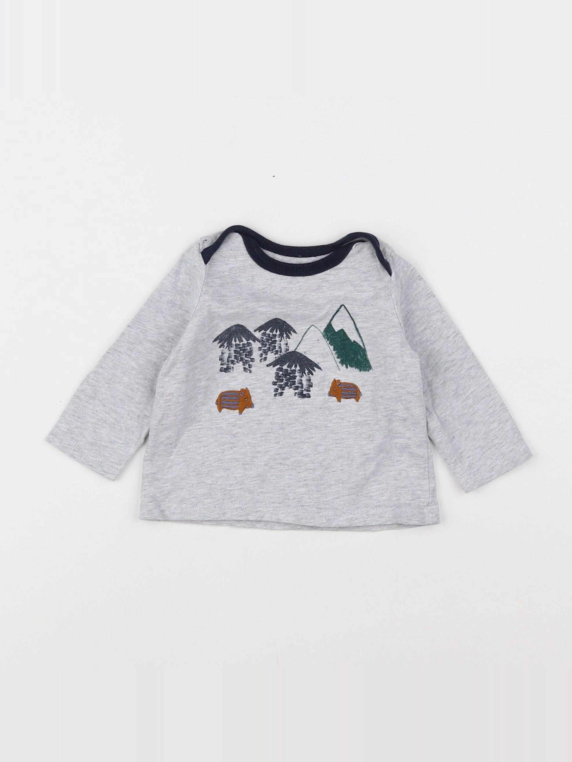 Natalys - tee-shirt gris - 6 mois