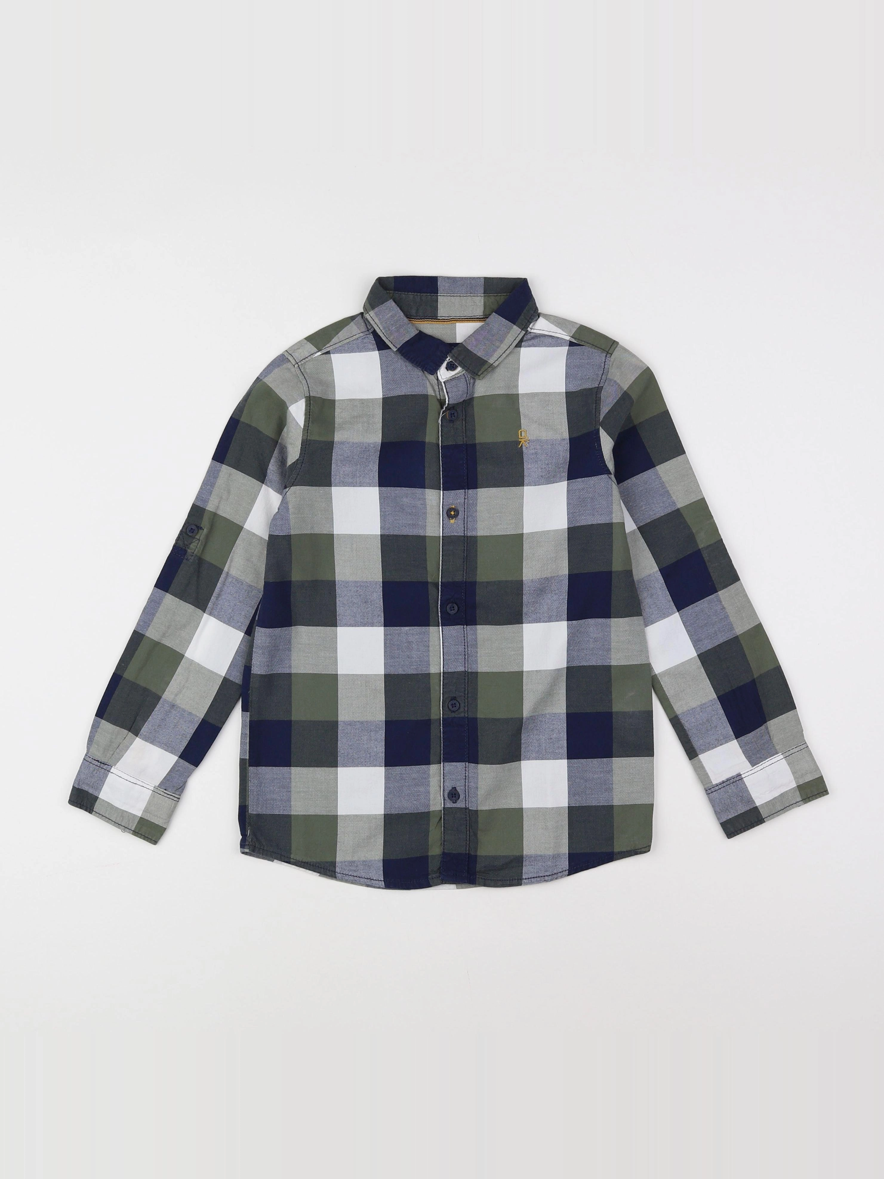 Okaidi - chemise gris, blanc, vert - 6 ans
