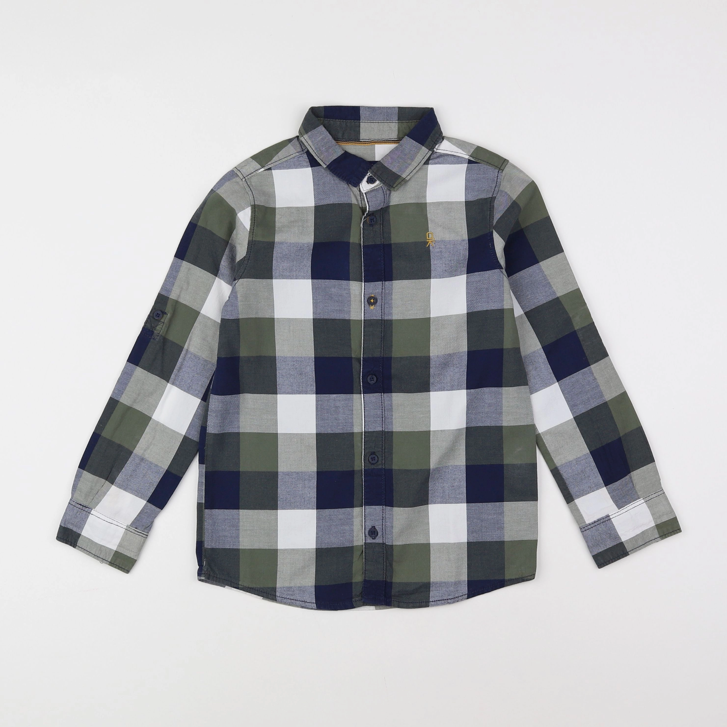 Okaidi - chemise gris, blanc, vert - 6 ans