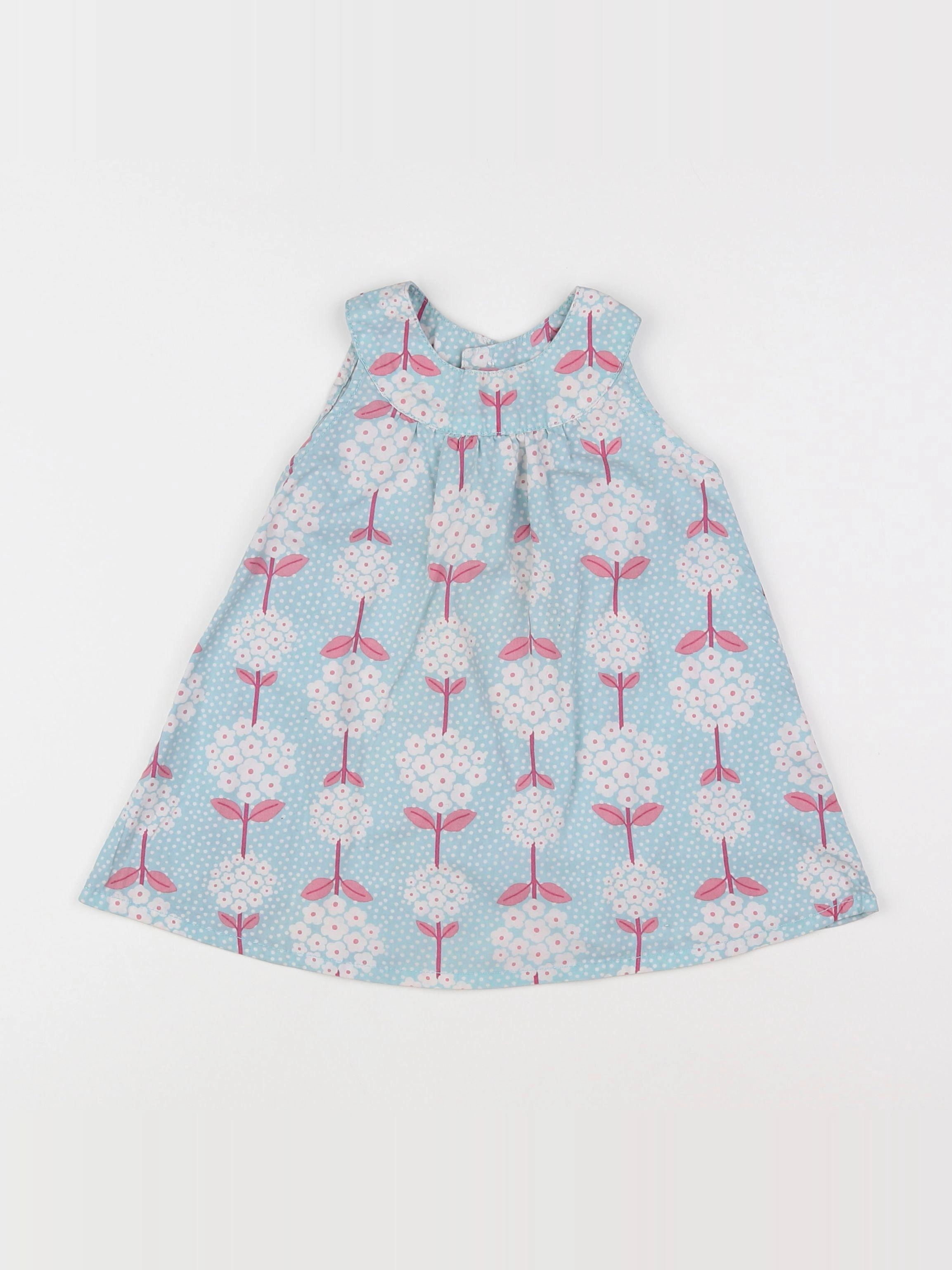 H&M - robe bleu, blanc - 9/12 mois