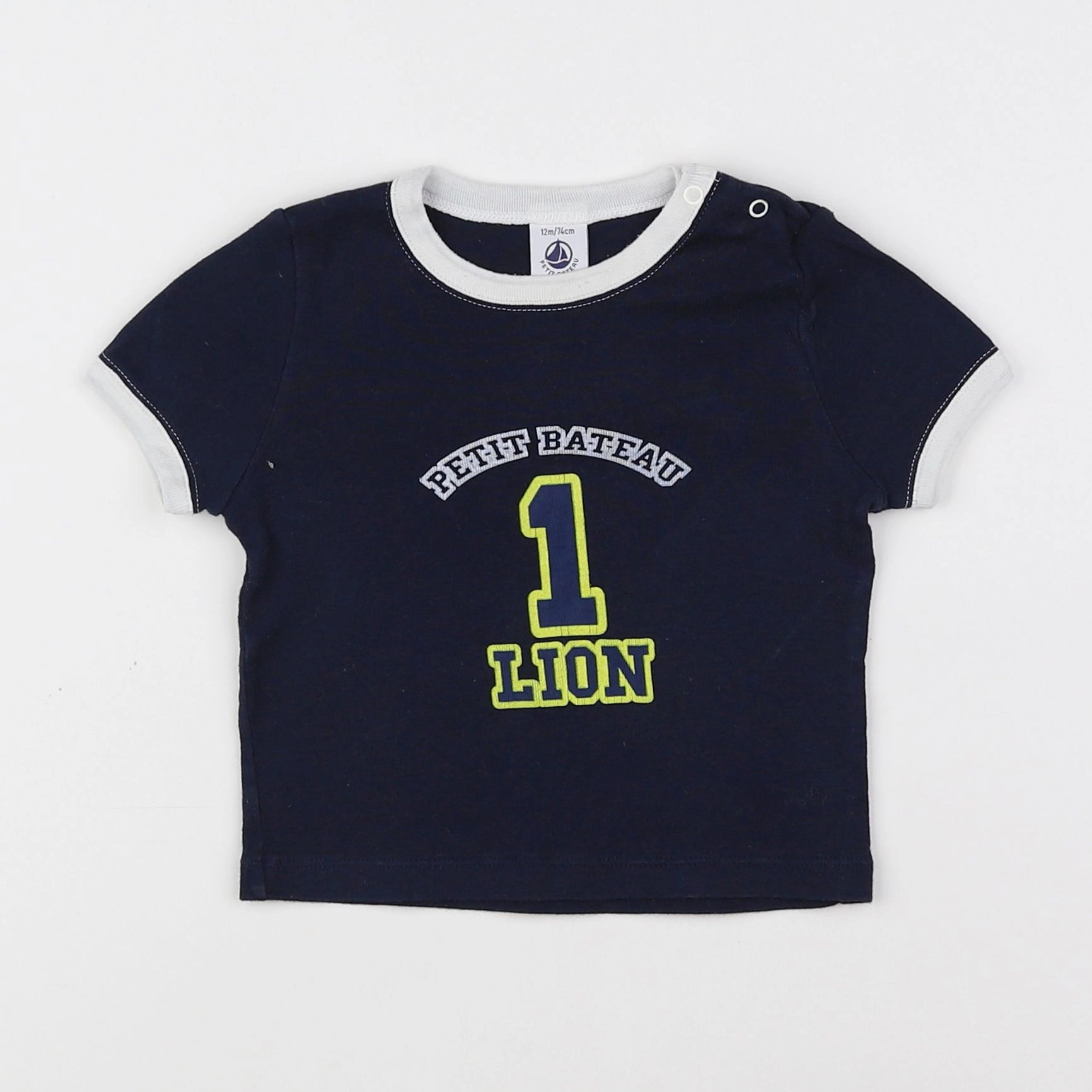 Petit Bateau - tee-shirt bleu - 12 mois