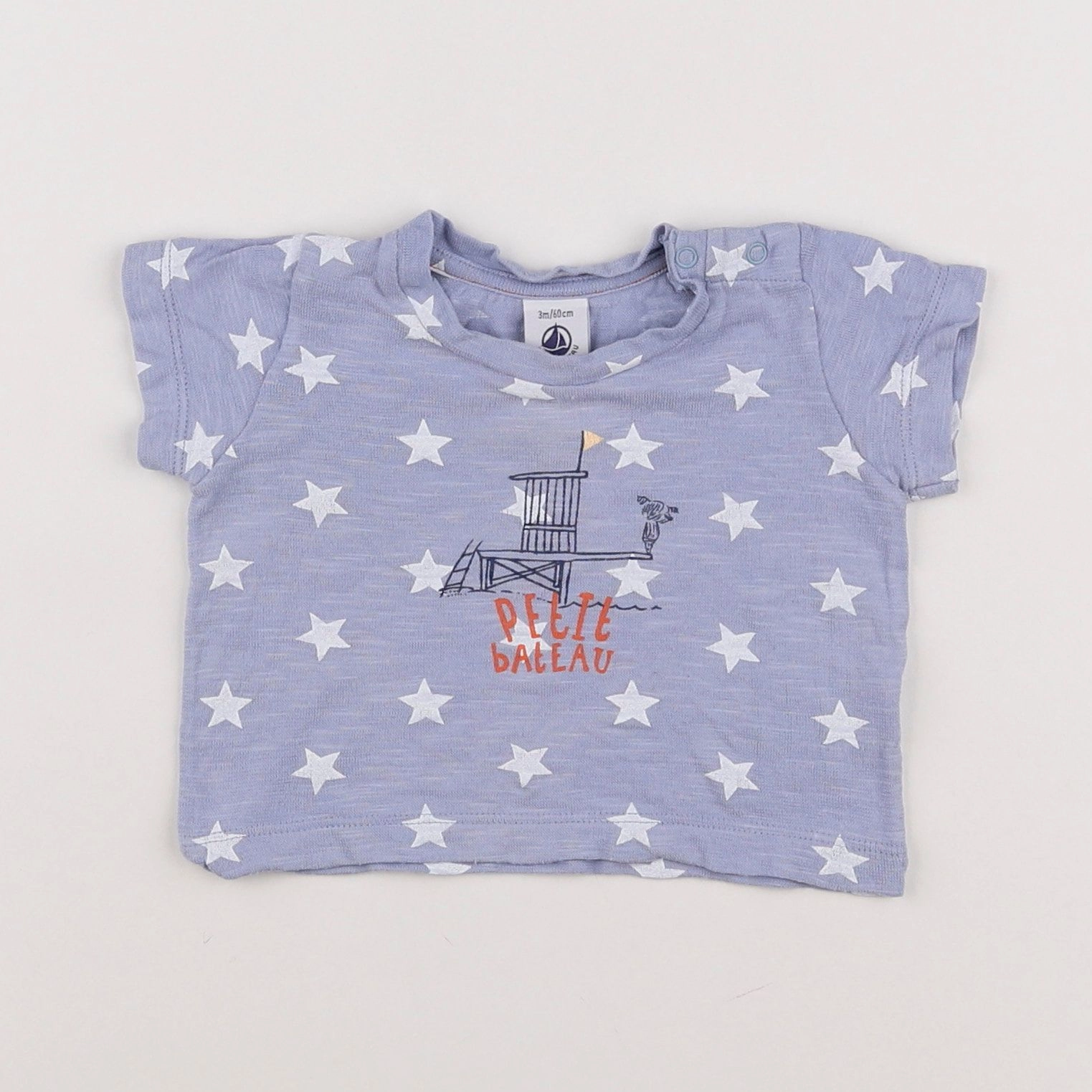 Petit Bateau - tee-shirt bleu - 3 mois