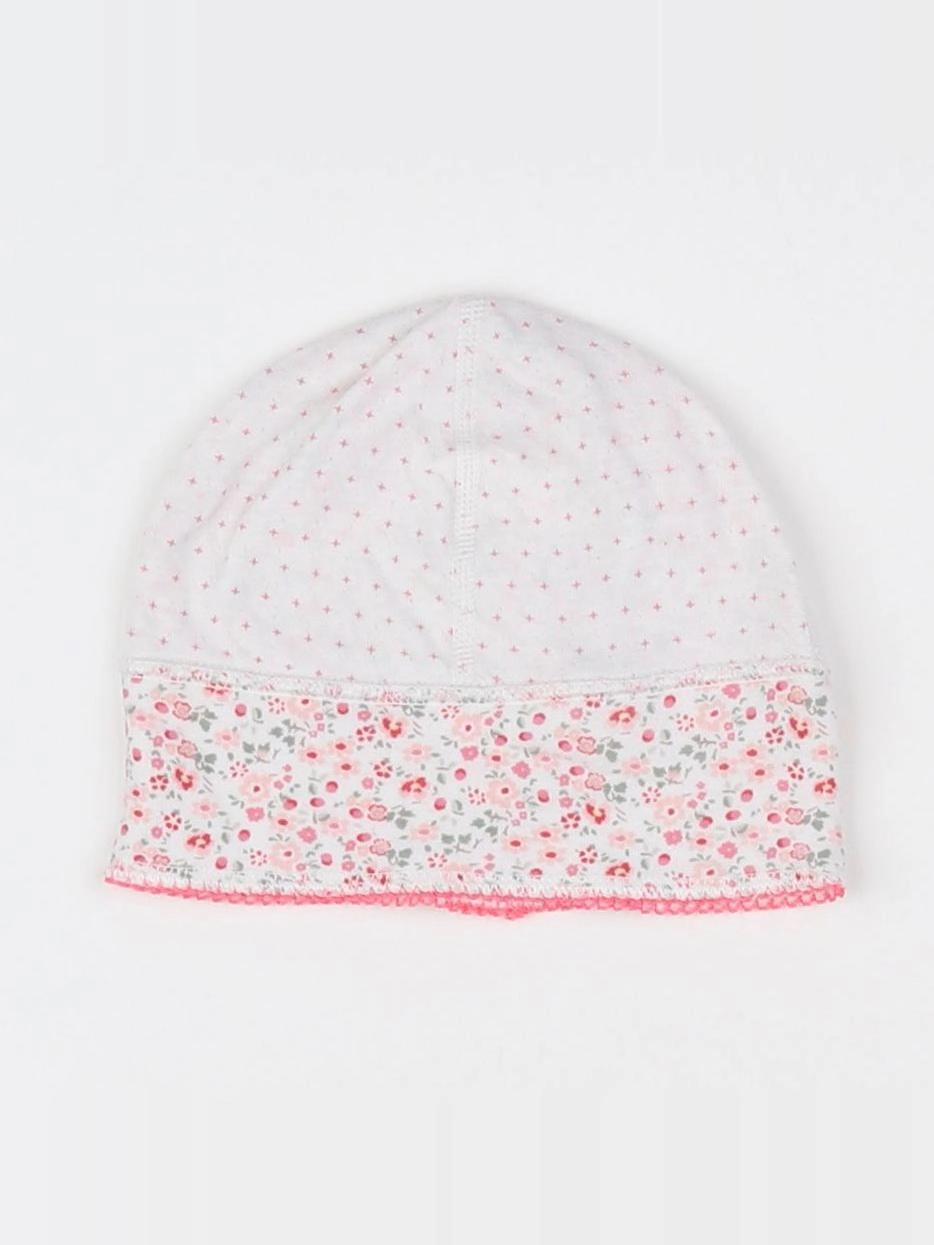 Petit Bateau - bonnet blanc, rose - 12 mois