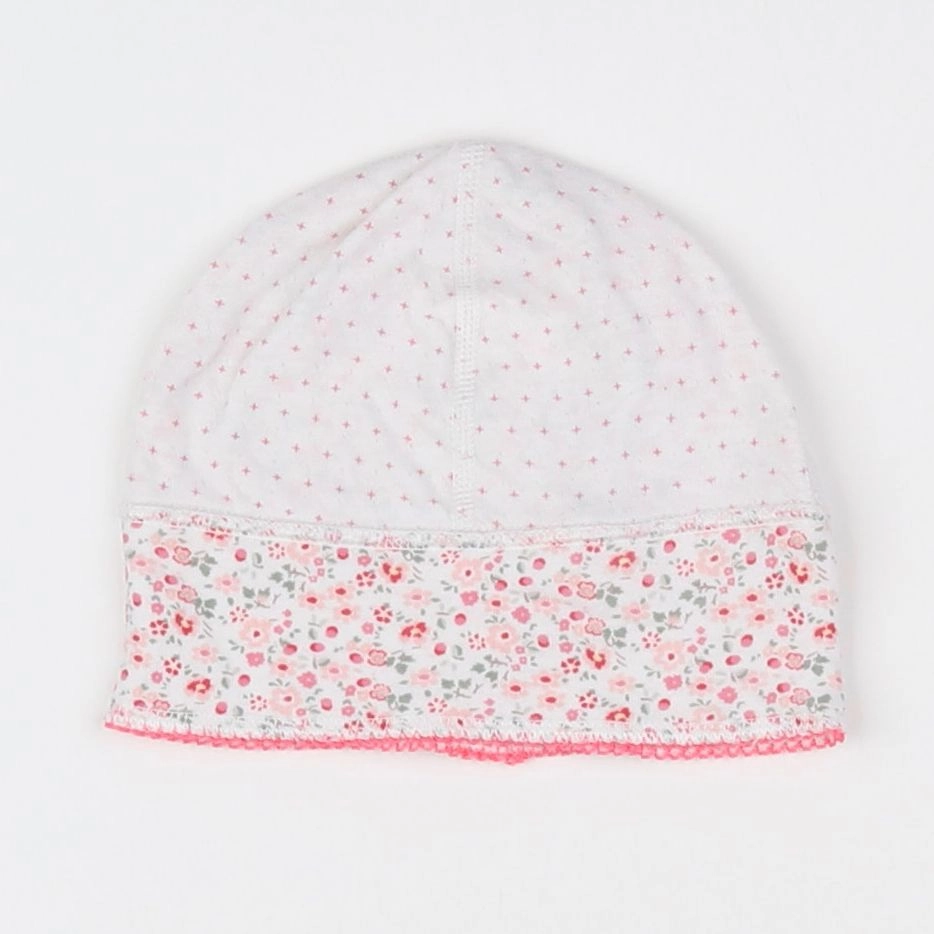 Petit Bateau - bonnet blanc, rose - 12 mois