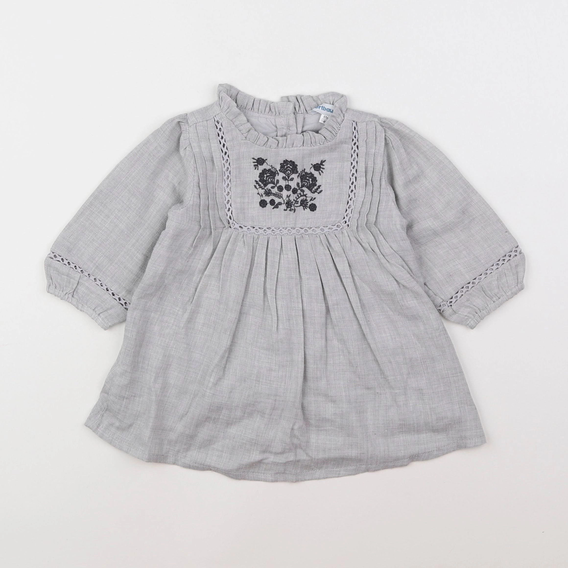 Vertbaudet - robe gris - 6 mois