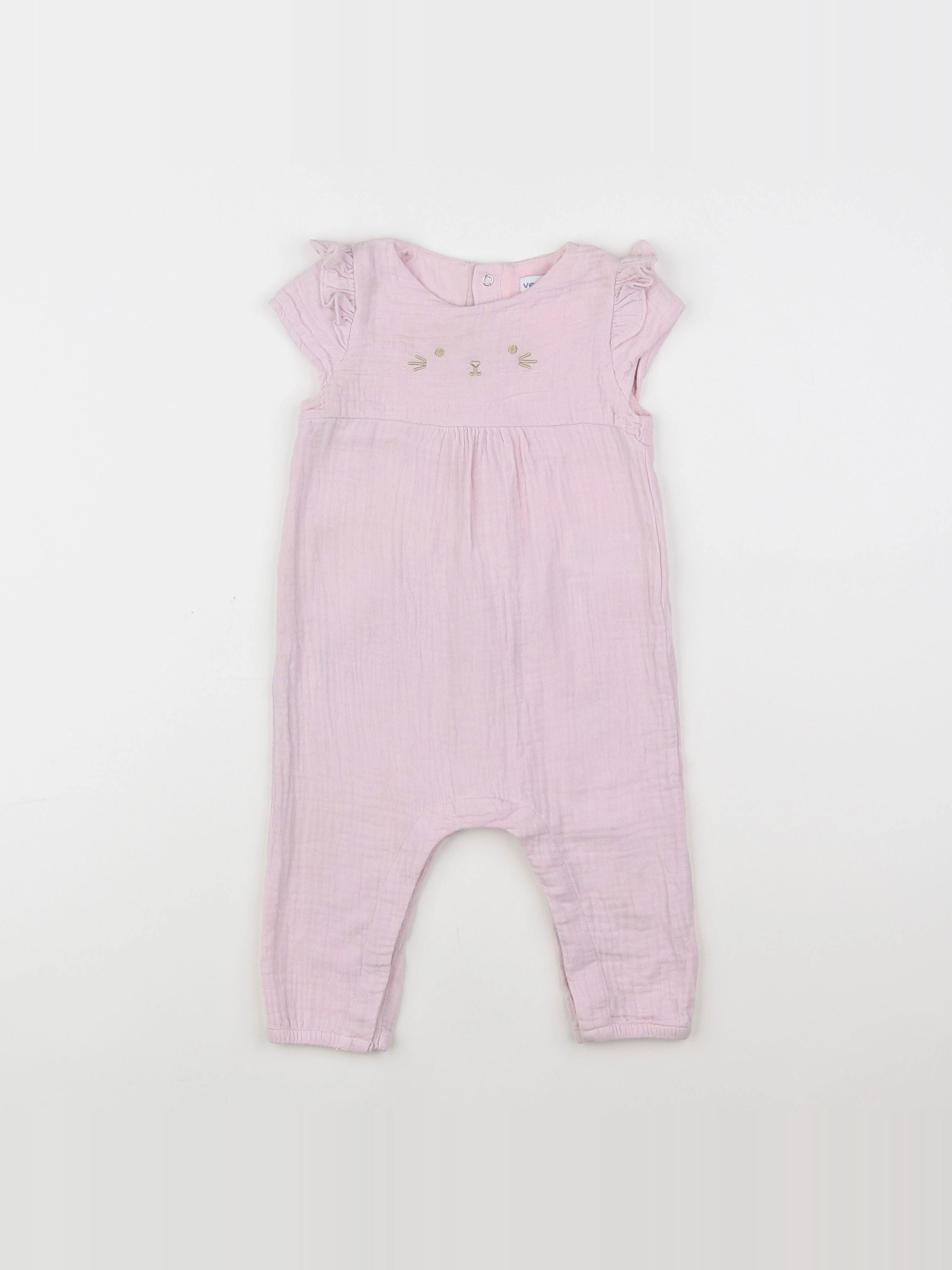 Vertbaudet - combinaison rose - 9 mois