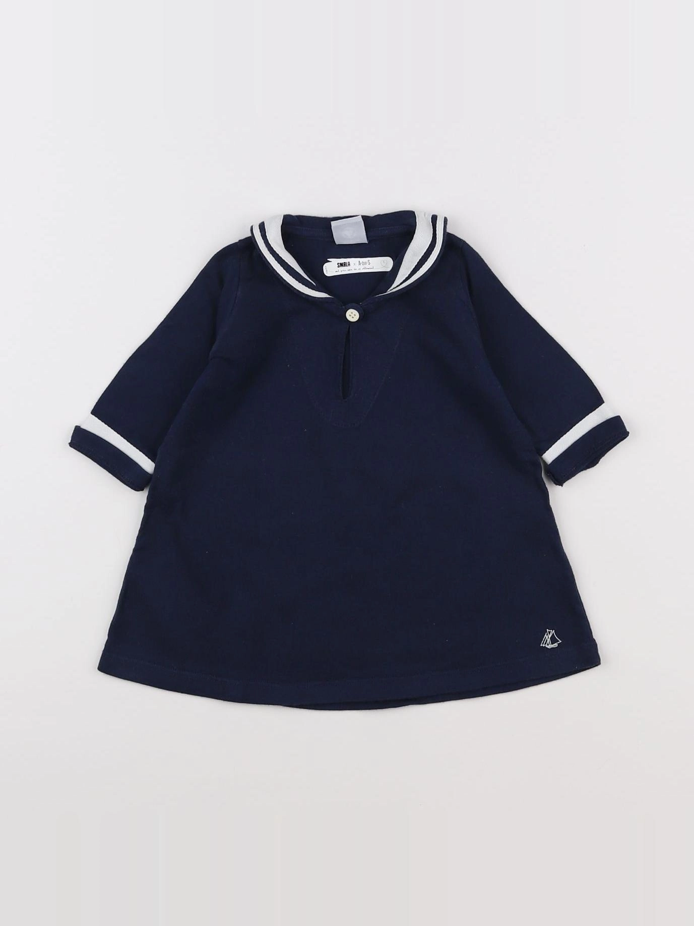 Petit Bateau - robe bleu - 6 mois