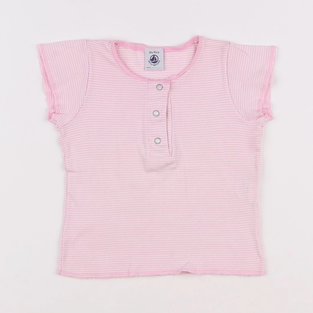 Petit Bateau - tee-shirt rose - 18 mois