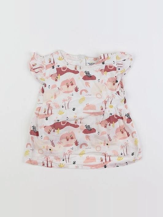 Tape à l'oeil - robe blanc, rose - 9 mois