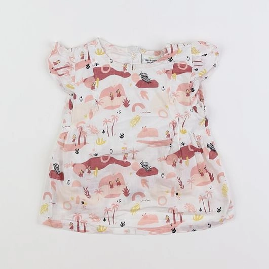 Tape à l'oeil - robe blanc, rose - 9 mois