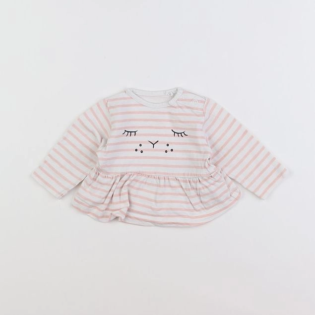 Zippy - tee-shirt blanc, rose - 0/1 mois