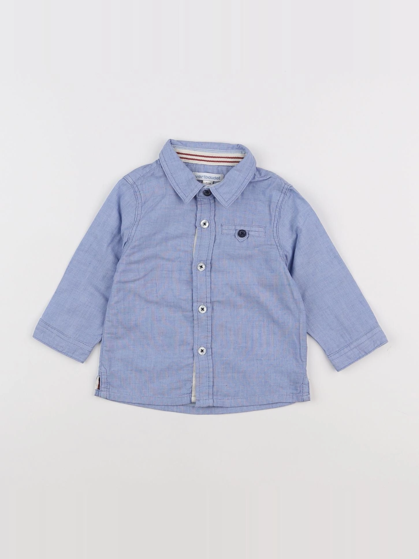 Vertbaudet - chemise bleu - 9 mois