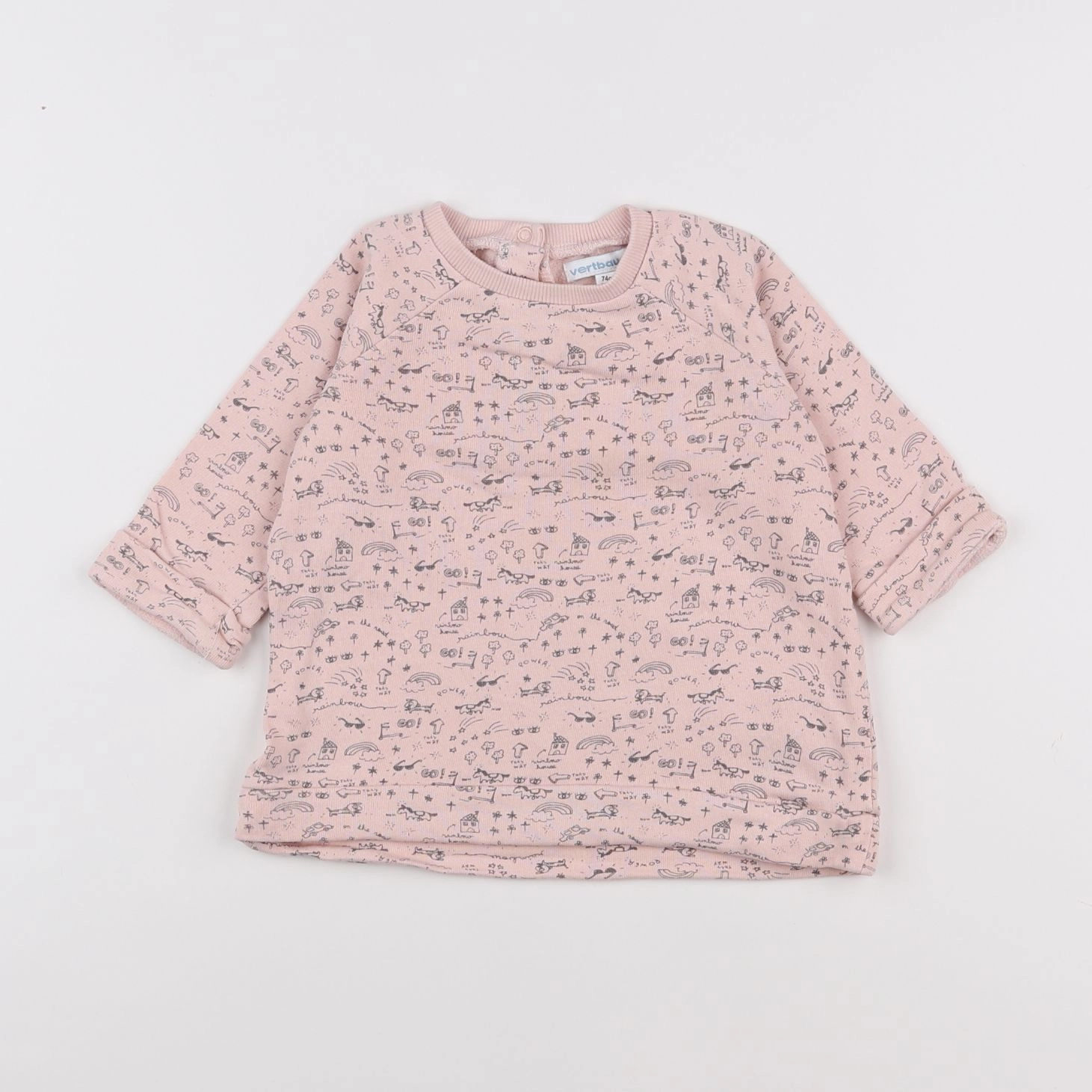Vertbaudet - sweat rose - 12 mois