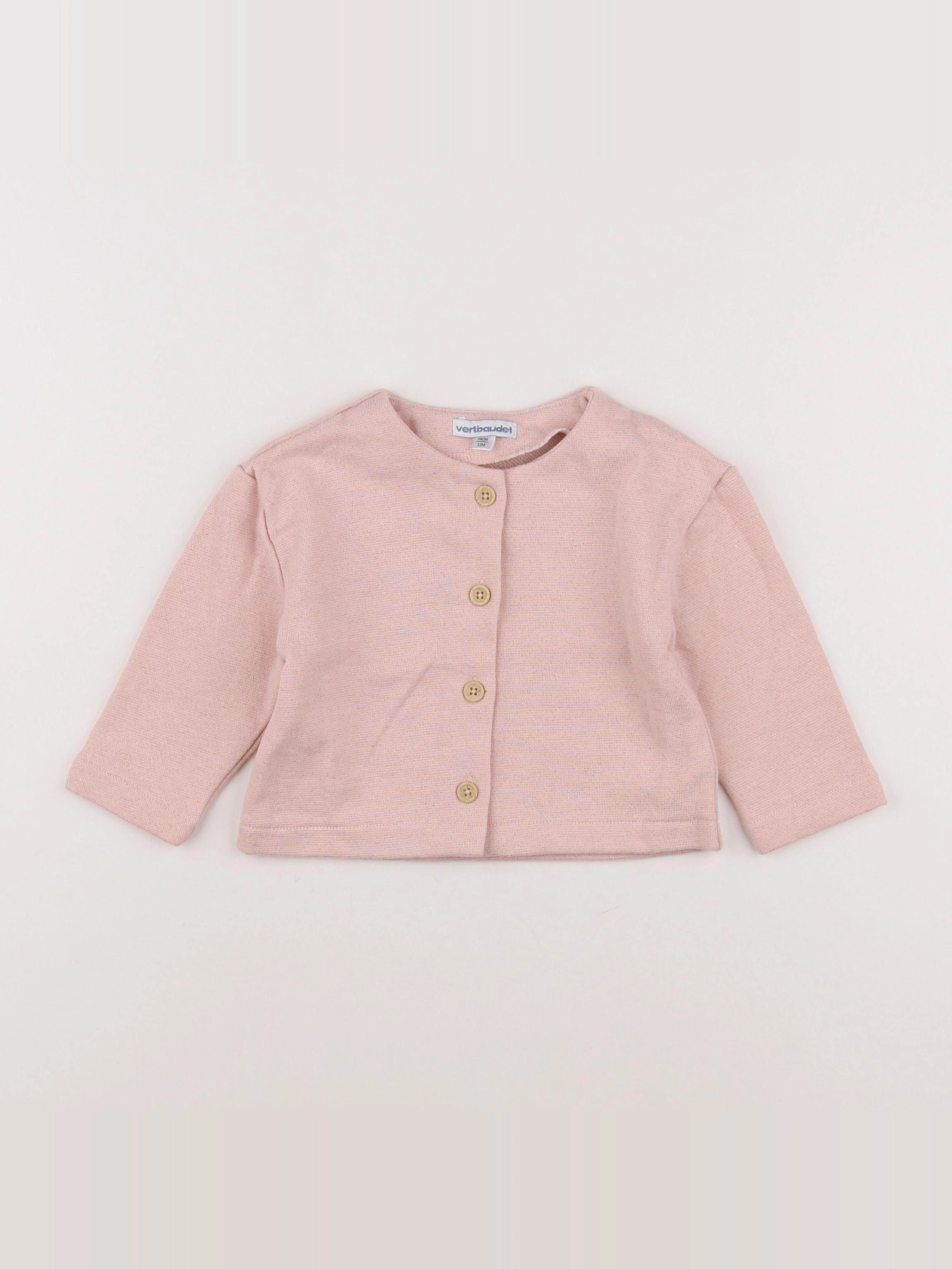 Vertbaudet - gilet rose - 12 mois