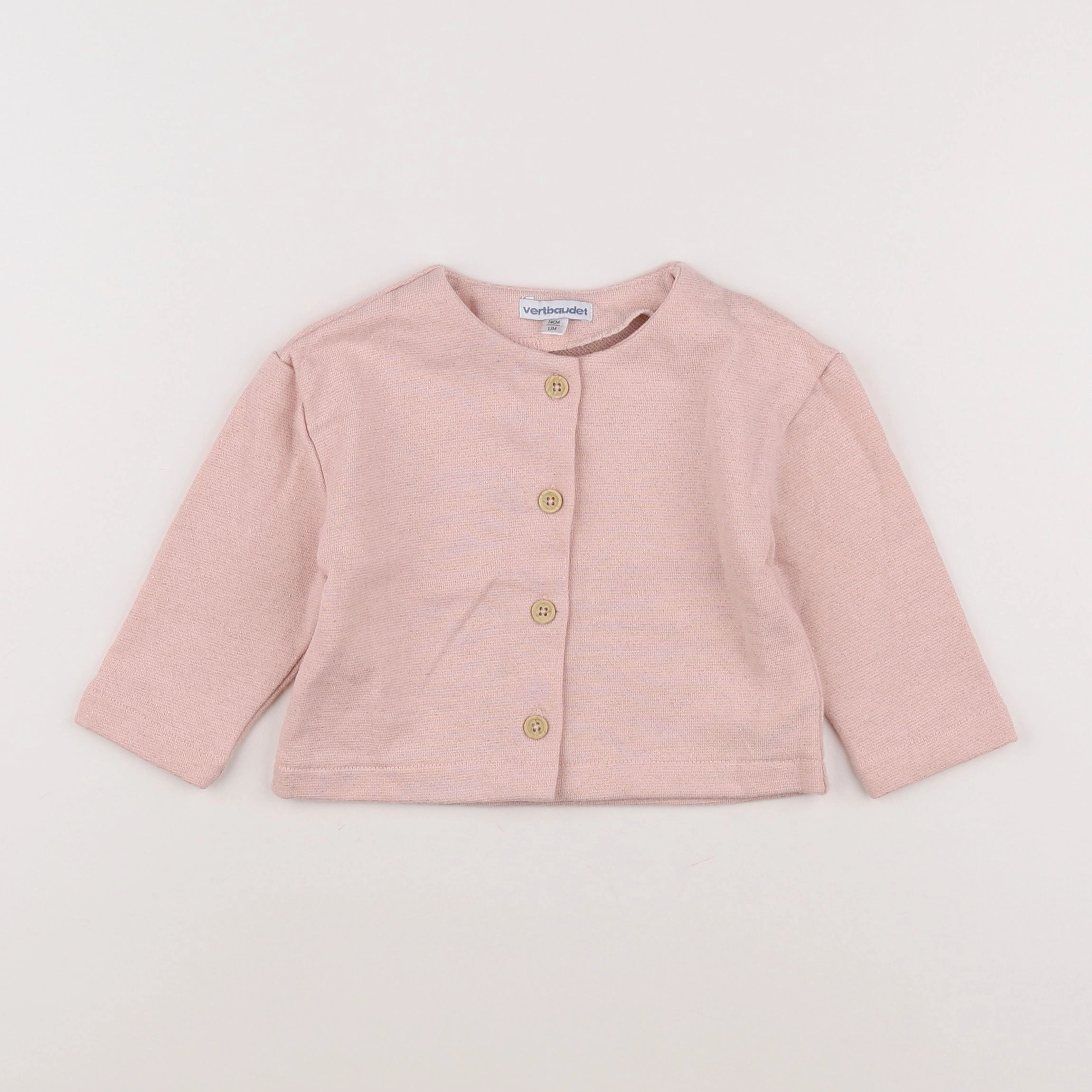 Vertbaudet - gilet rose - 12 mois