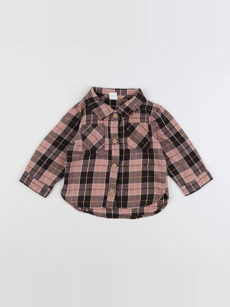 H&M - chemise marron, rose - 9/12 mois