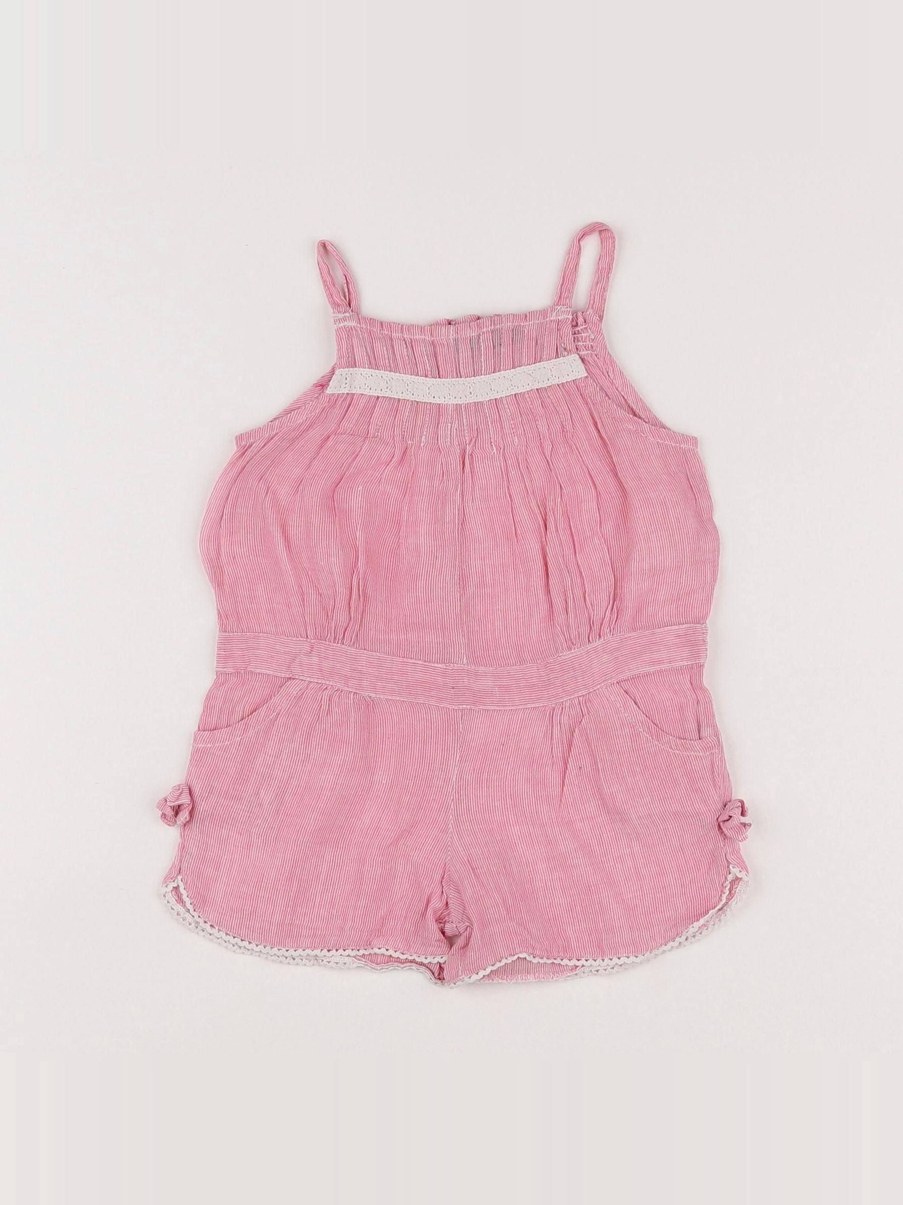 Boutchou - combinaison blanc, rose - 12 mois