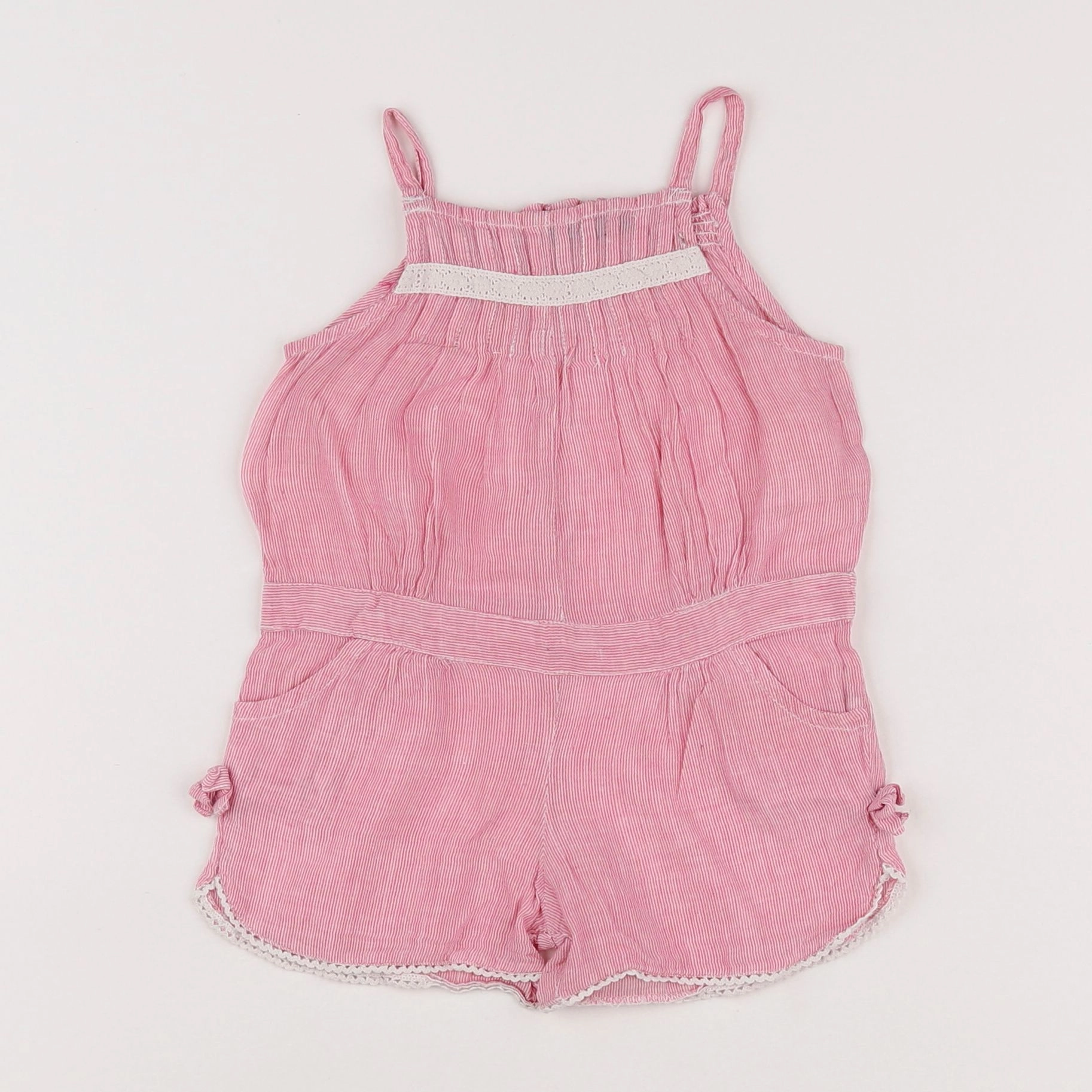 Boutchou - combinaison blanc, rose - 12 mois