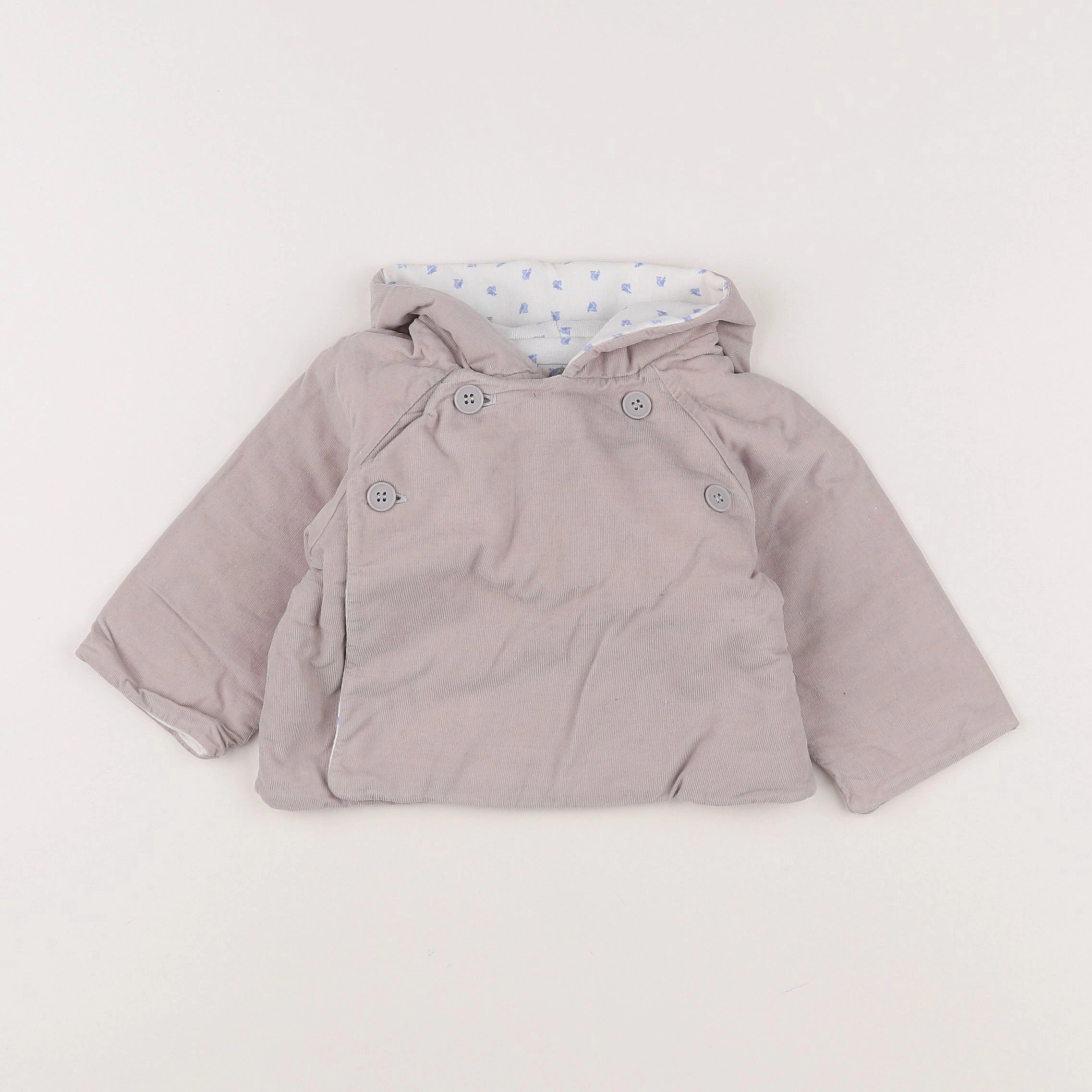 Petit Bateau - manteau gris - 6 mois