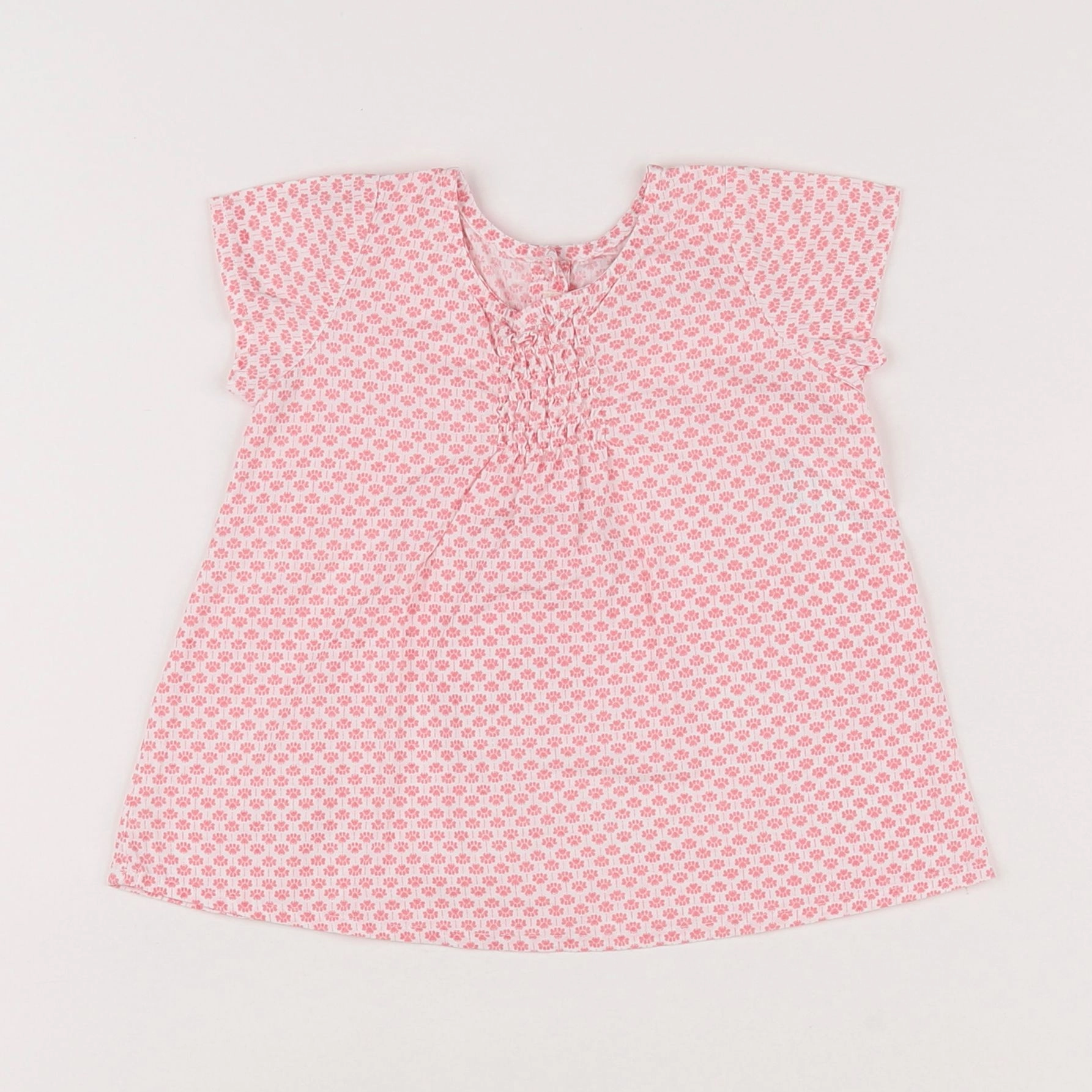 Benetton - robe blanc, rose - 3/6 mois