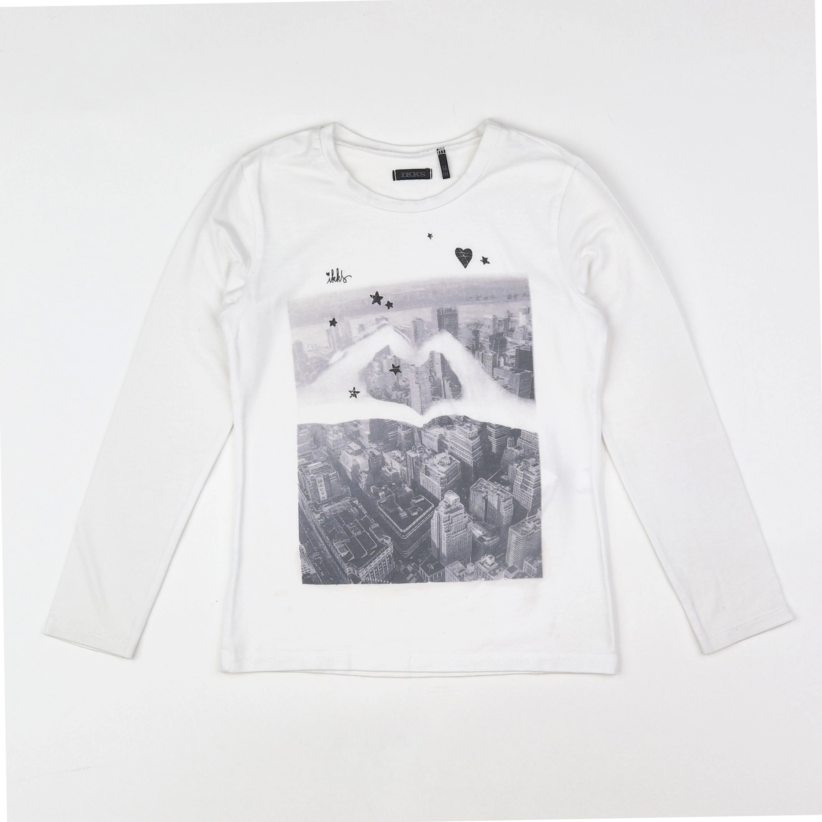 IKKS - tee-shirt blanc, gris - 6 ans