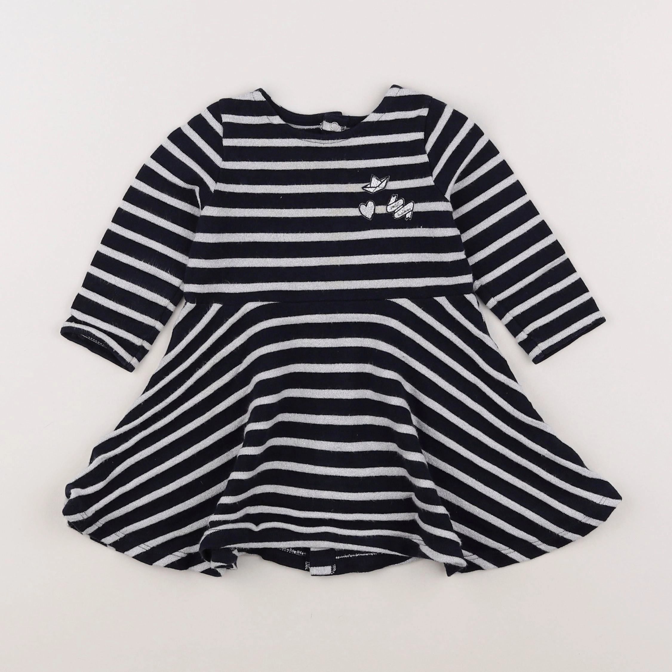 Petit Bateau - robe bleu, argent - 12 mois