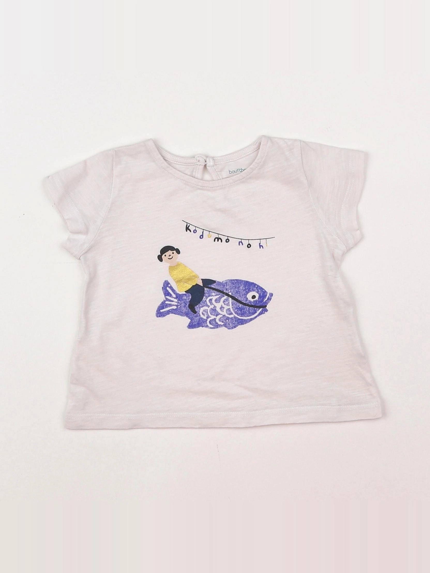Boutchou - tee-shirt beige, bleu - 9 mois
