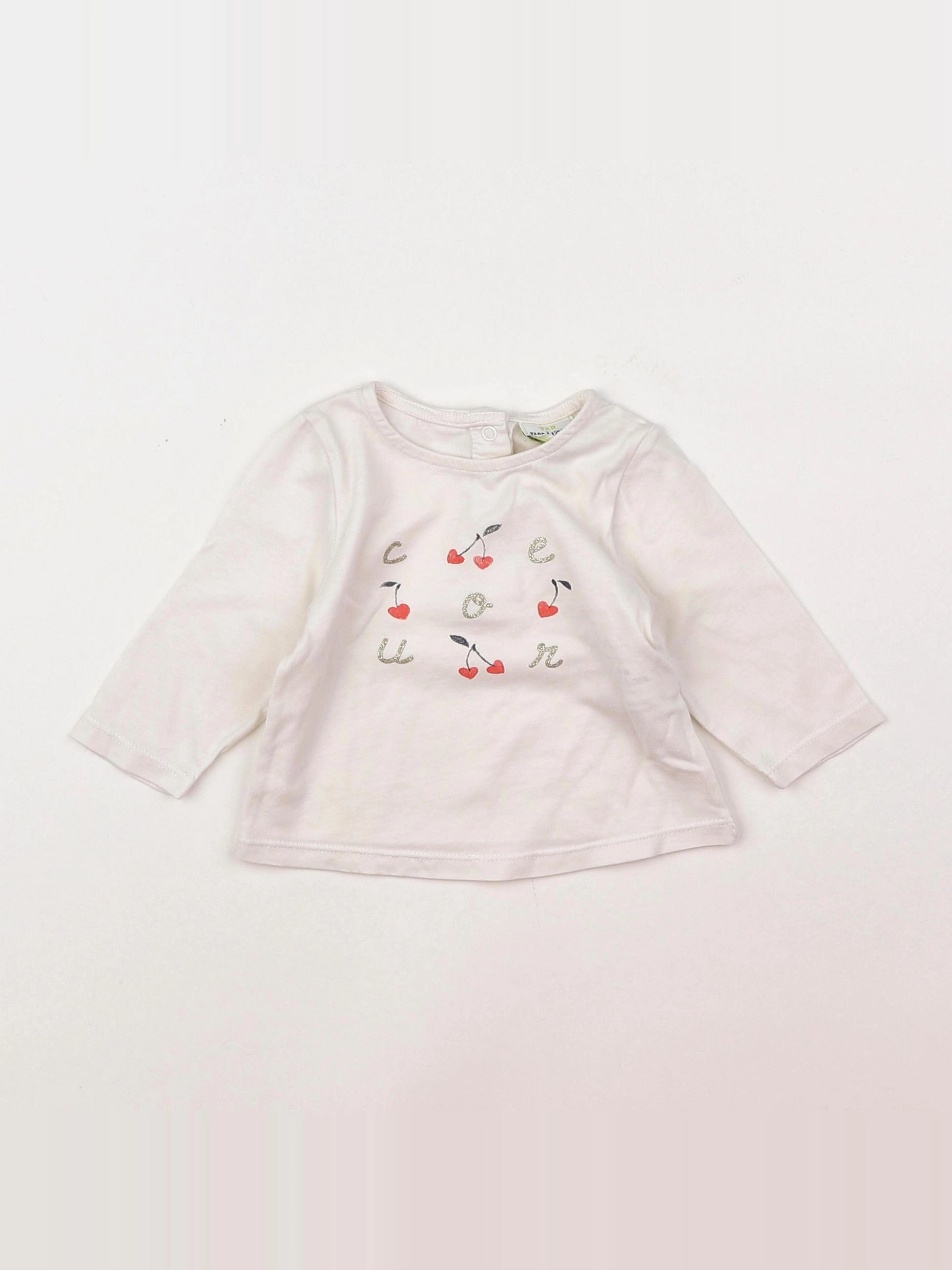 Tape à l'oeil - tee-shirt blanc, rose - 3 mois
