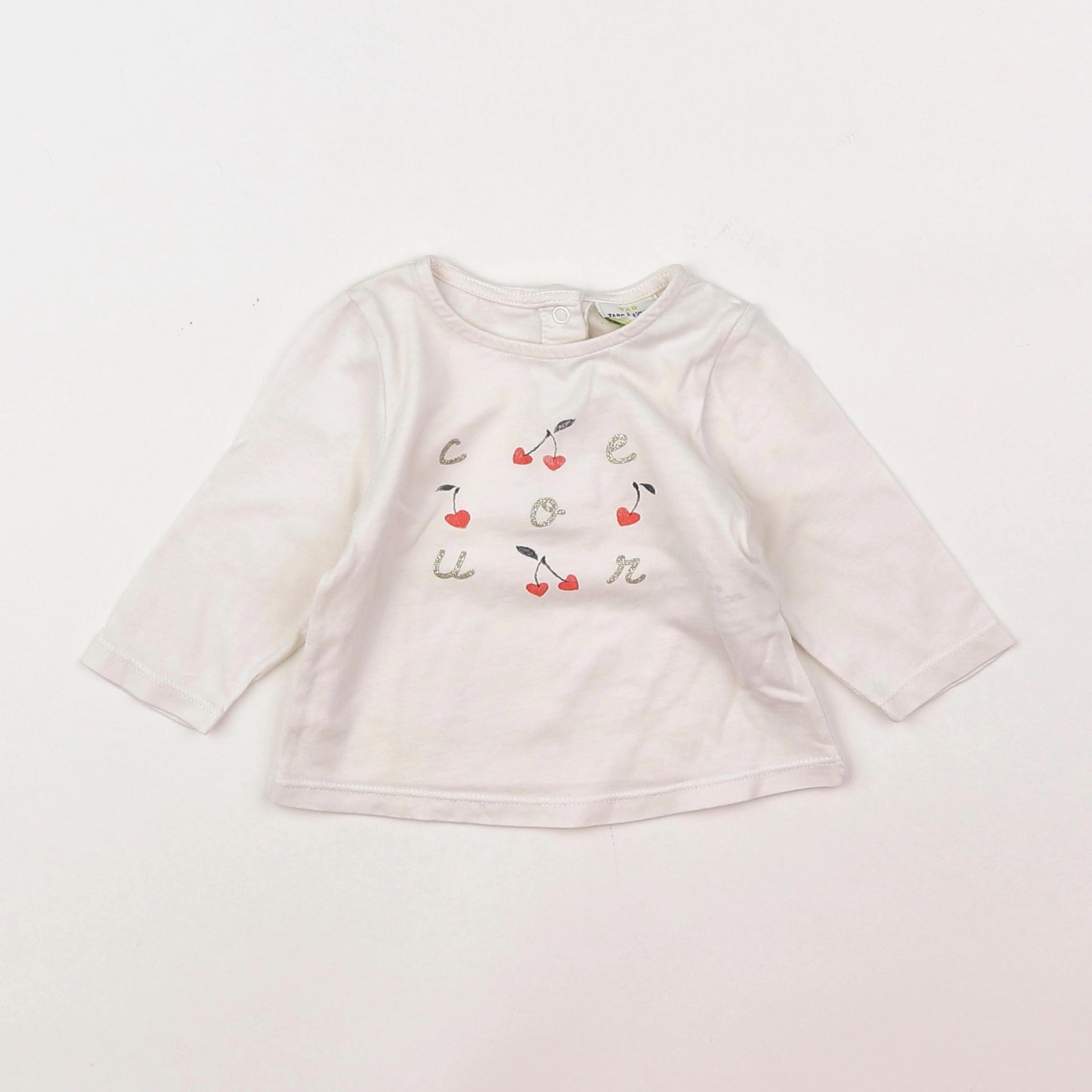 Tape à l'oeil - tee-shirt blanc, rose - 3 mois