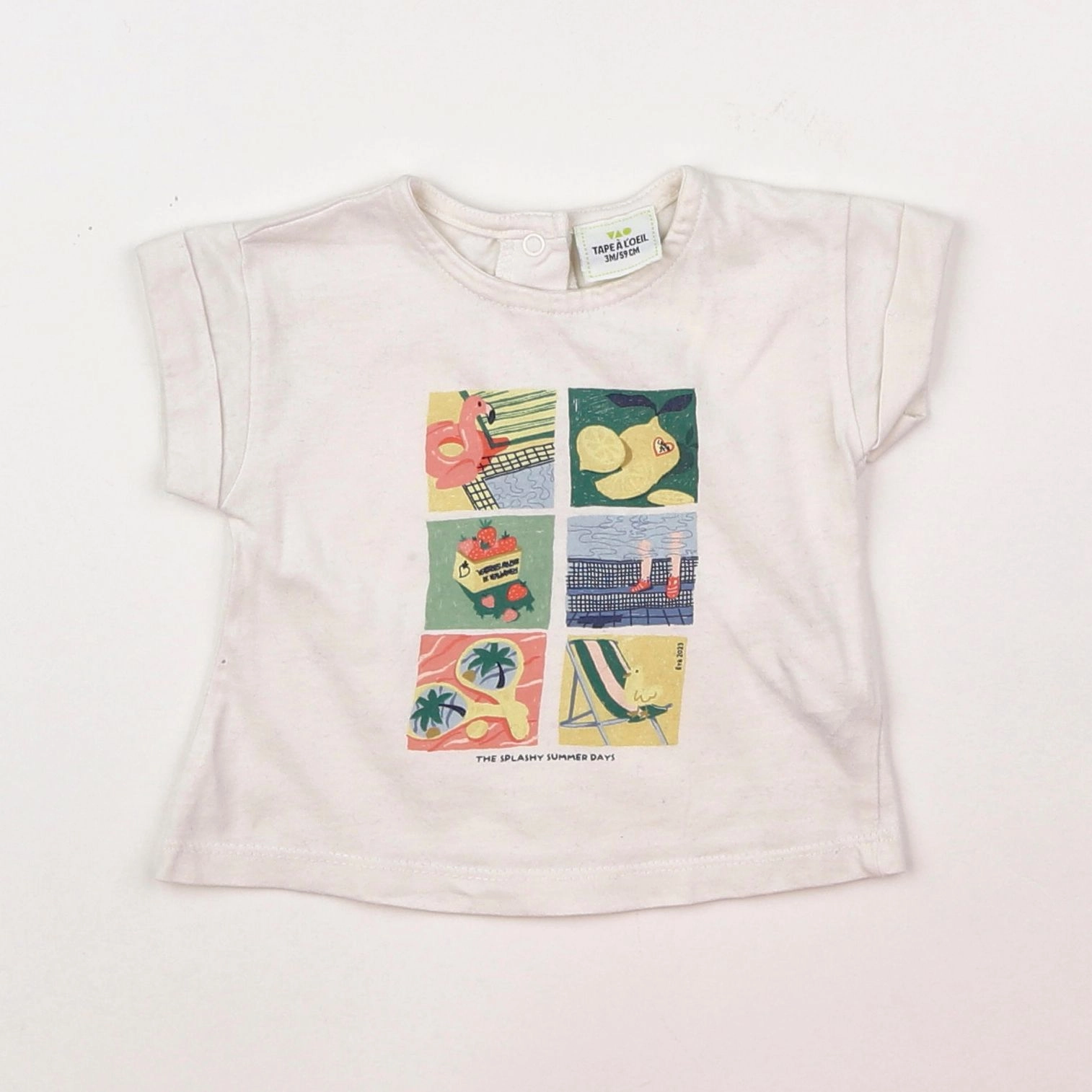 Tape à l'oeil - tee-shirt beige, multicolore - 3 mois