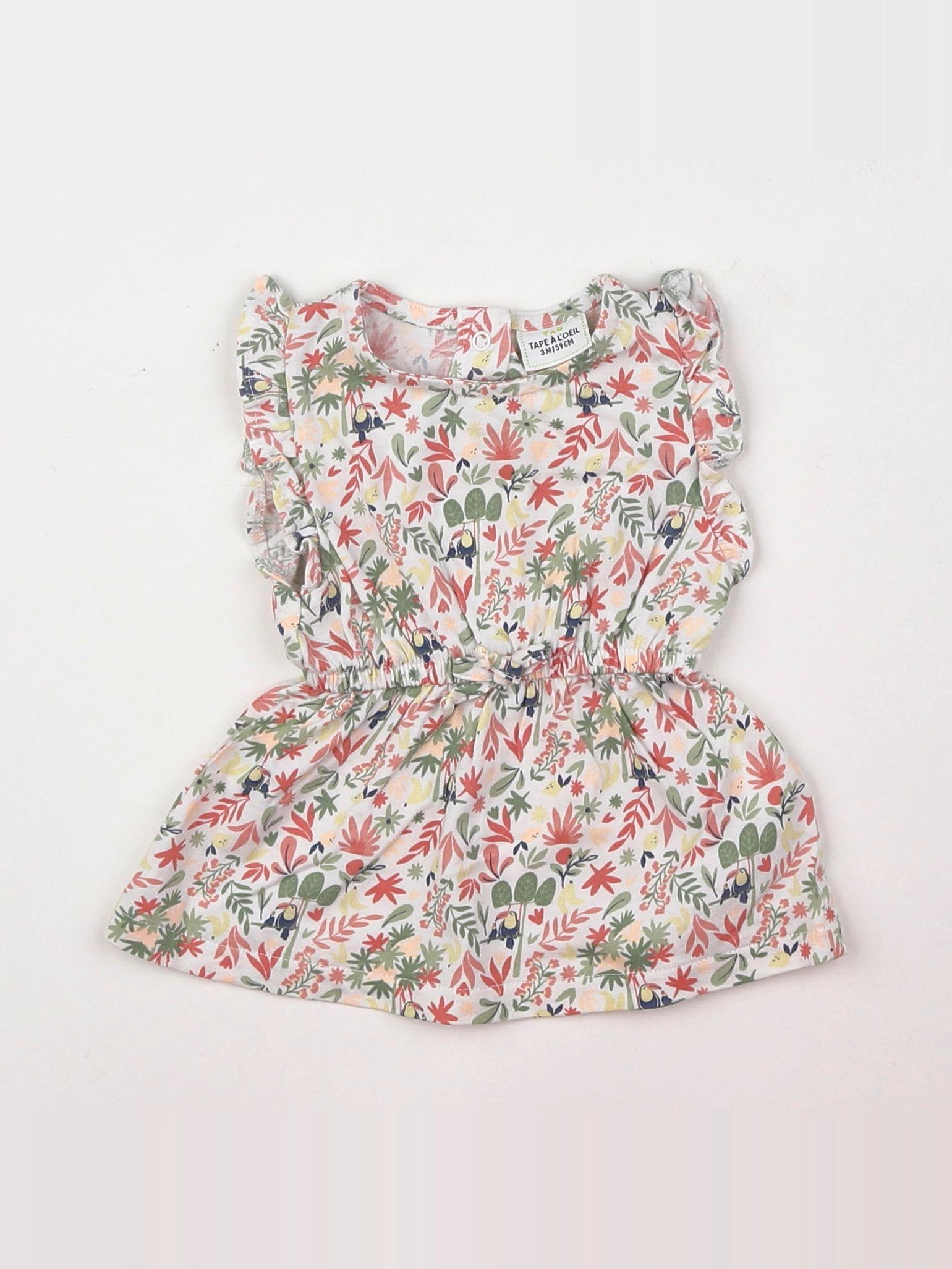 Tape à l'oeil - robe rose, vert - 3 mois