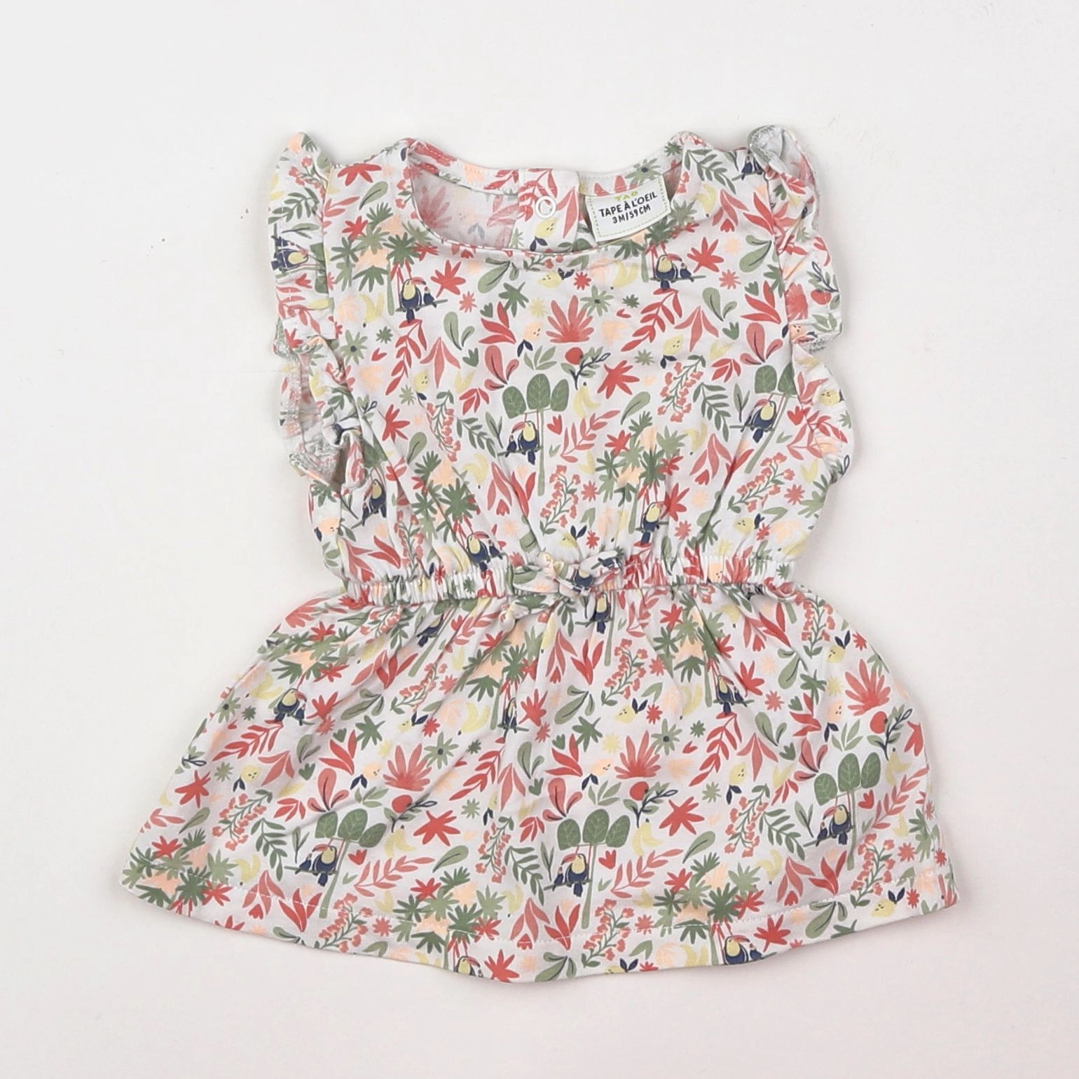 Tape à l'oeil - robe rose, vert - 3 mois