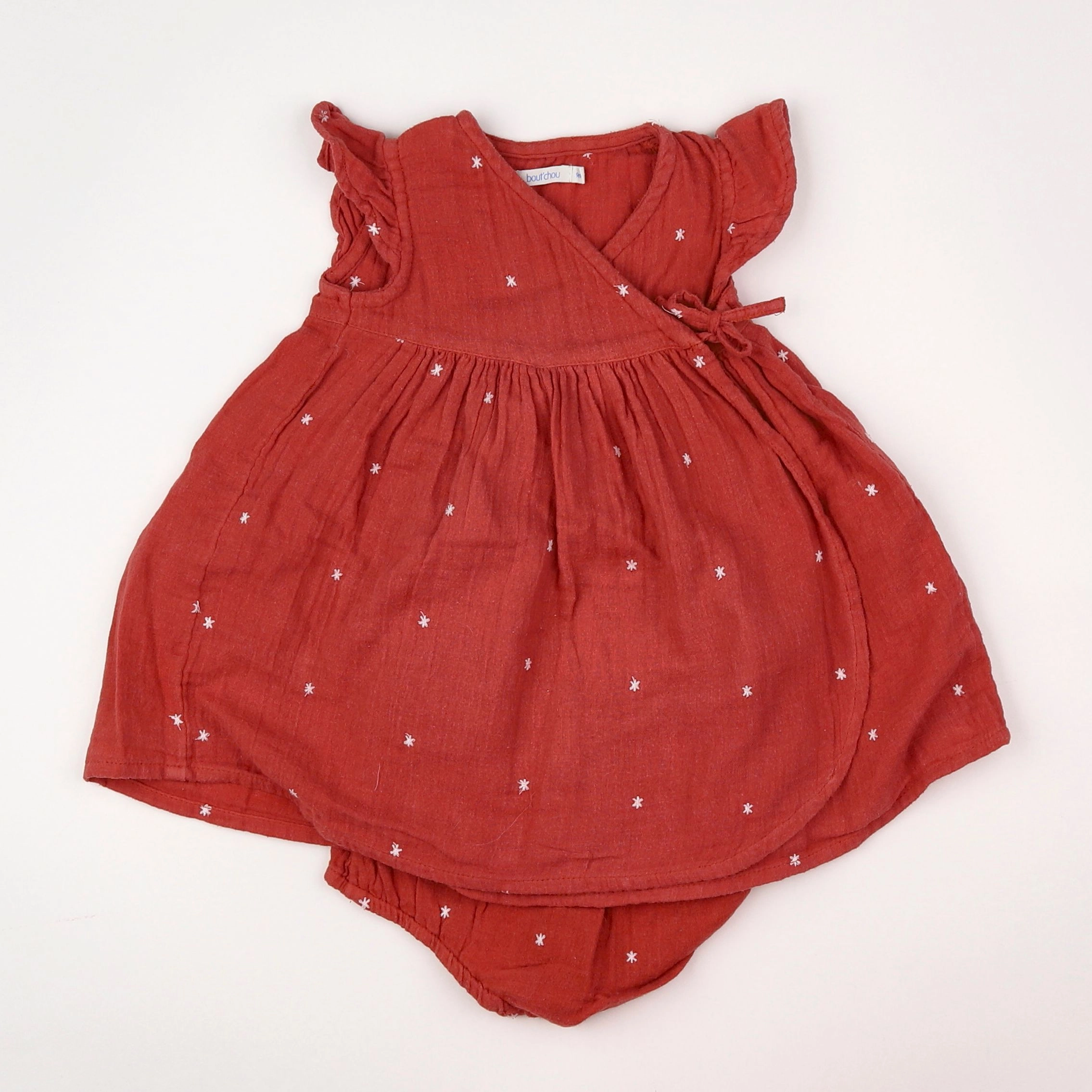 Boutchou - robe rouge, blanc - 9 mois