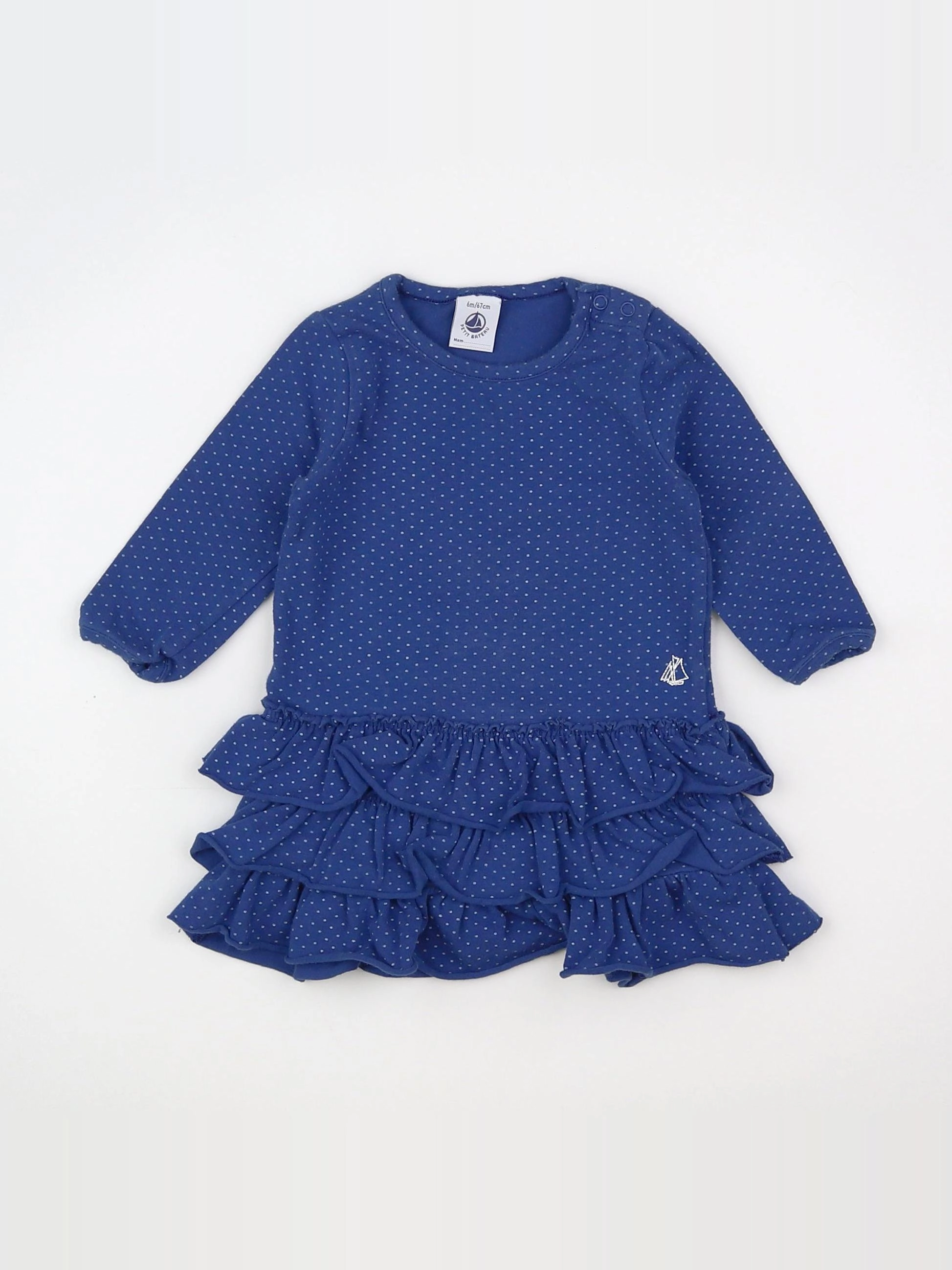 Petit Bateau - robe bleu - 6 mois
