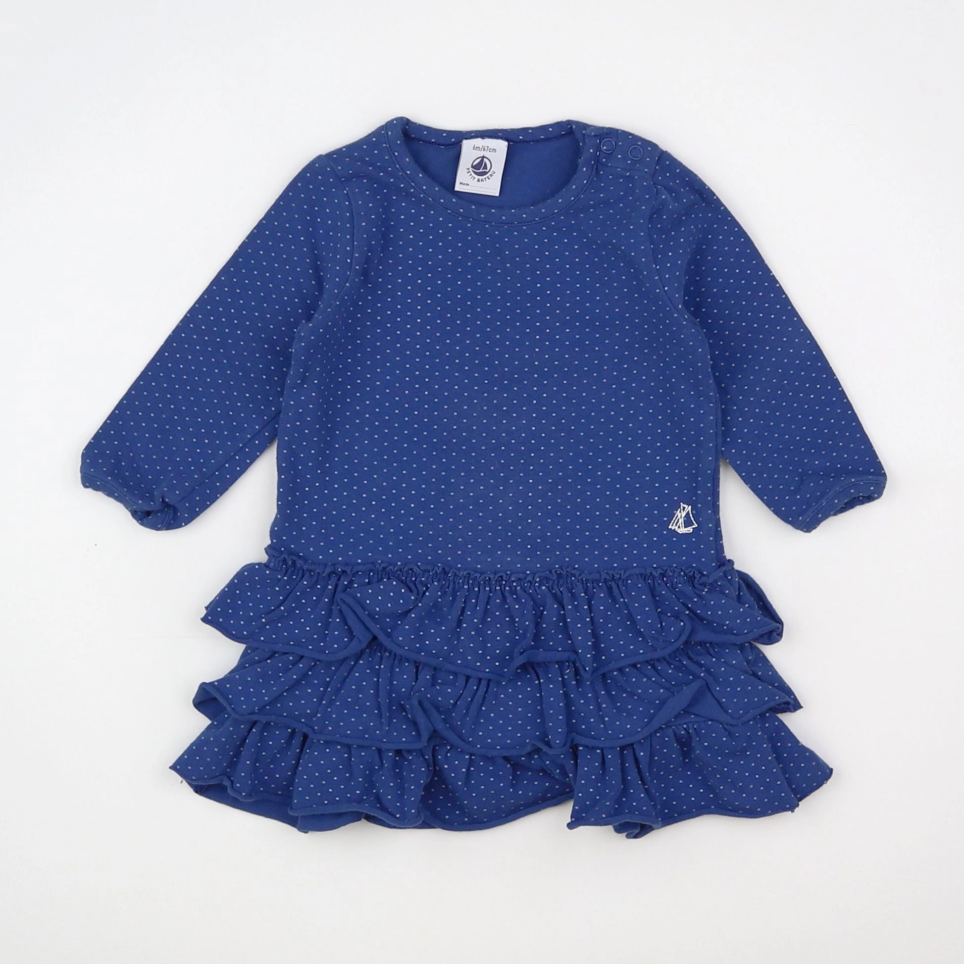 Petit Bateau - robe bleu - 6 mois