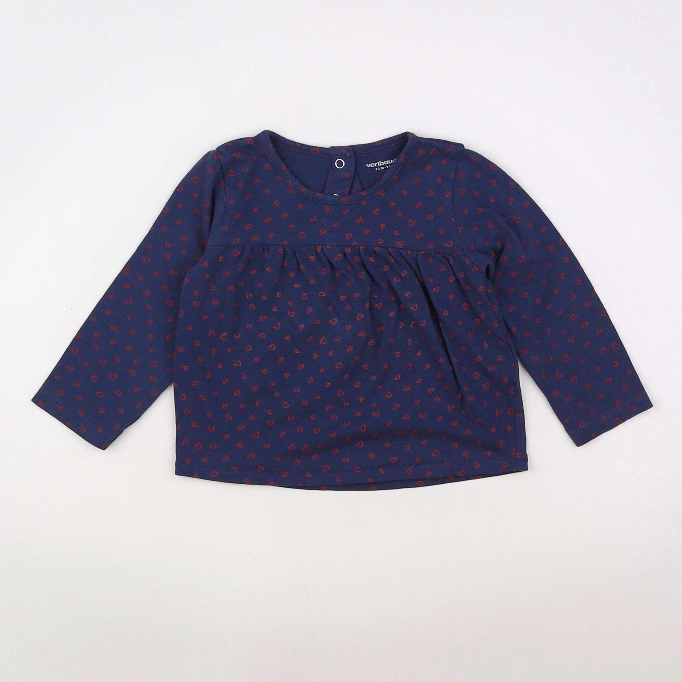 Vertbaudet - tee-shirt bleu - 12 mois