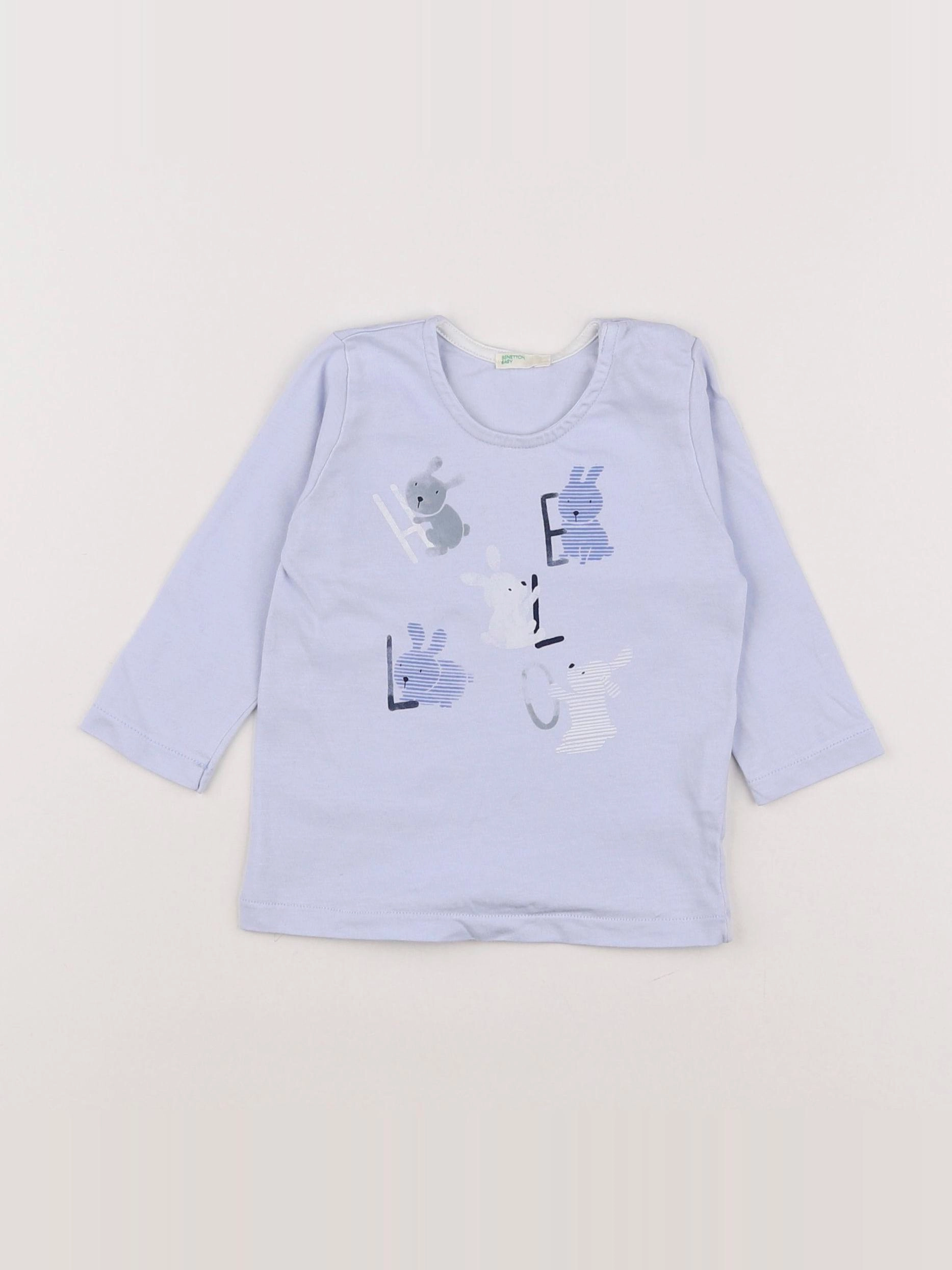 Benetton - tee-shirt bleu - 6/9 mois